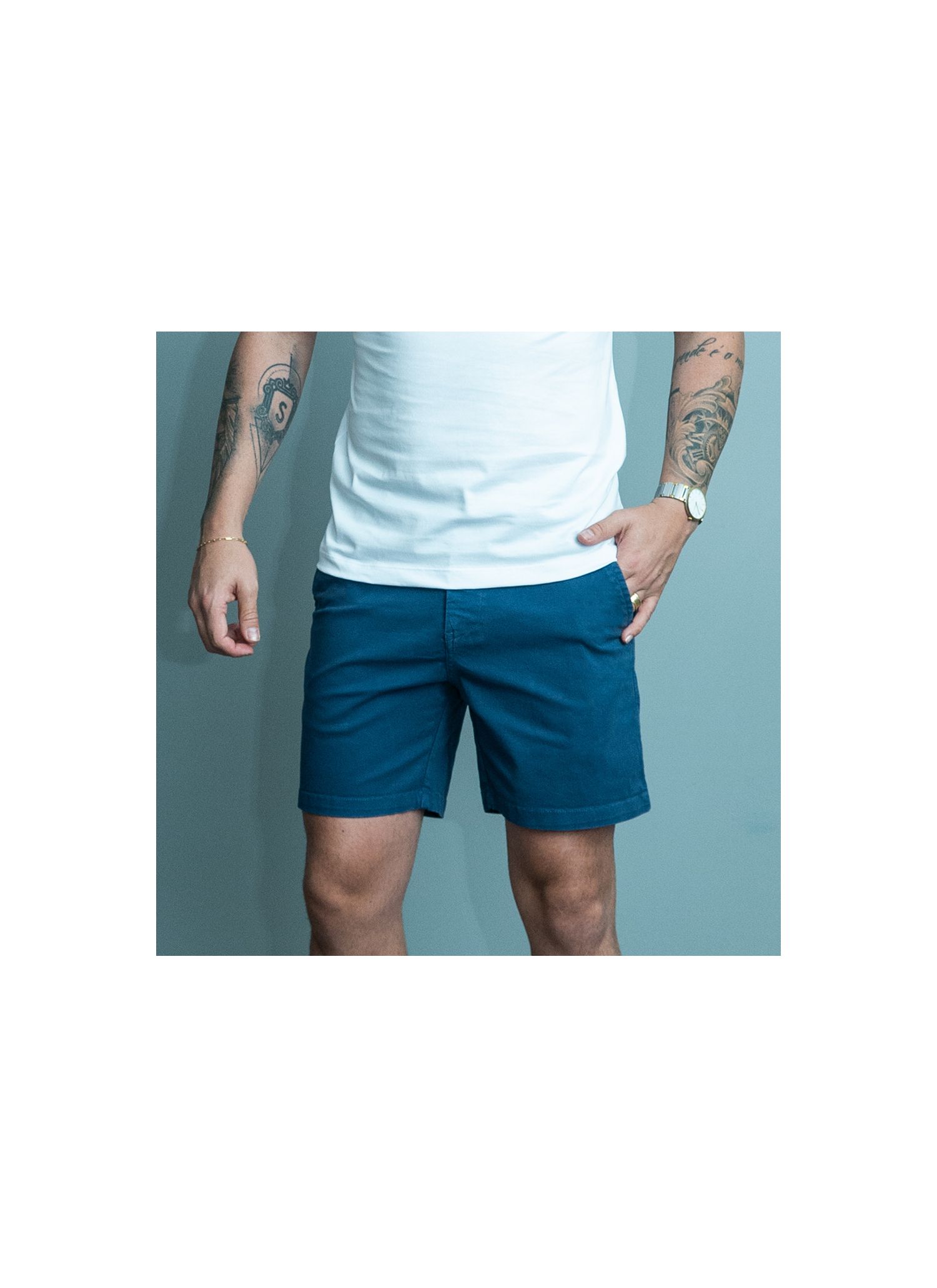 Bermuda Algodão Stefano Azul - Stefano Store