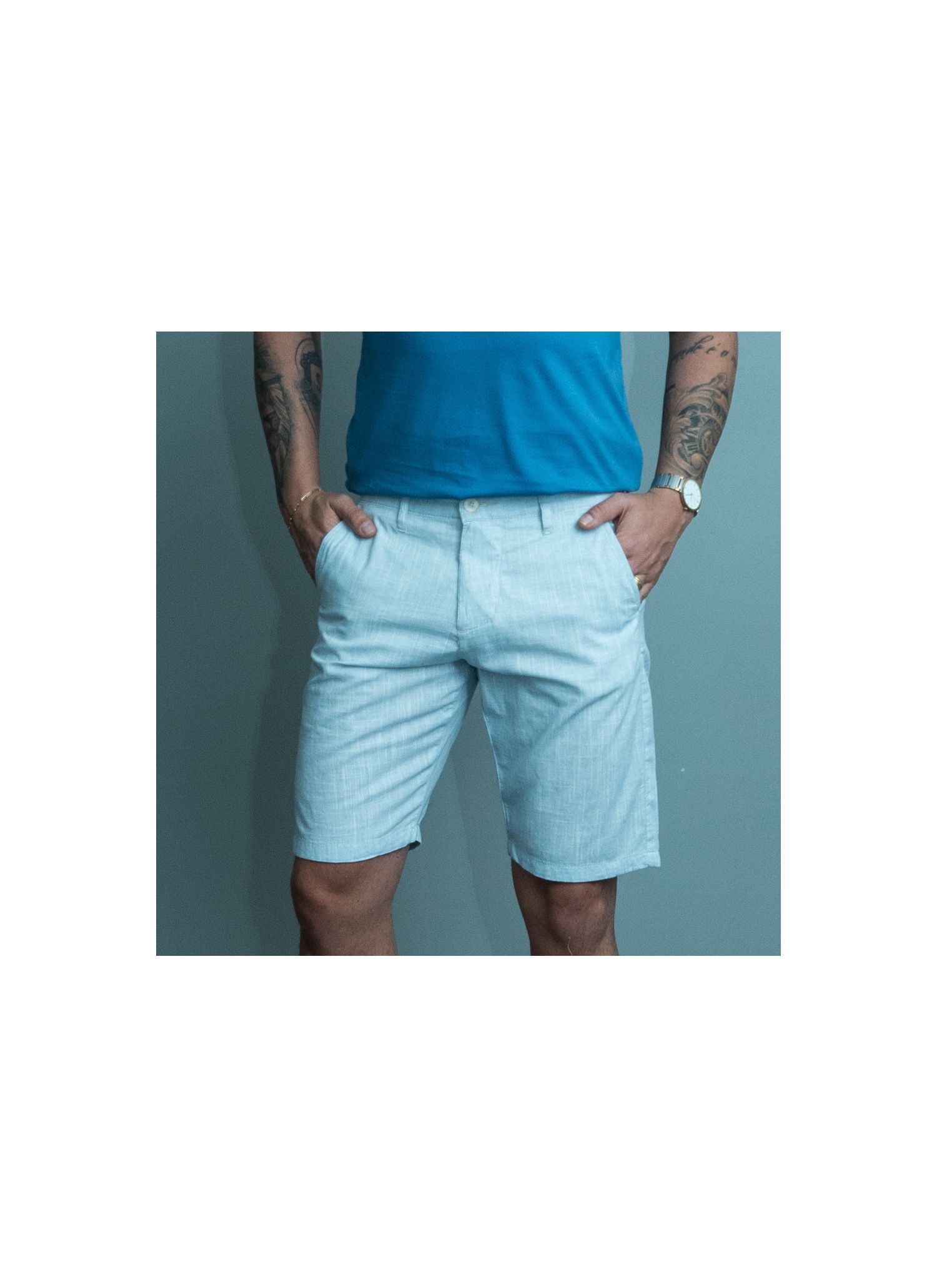Bermuda Sarja Azul Céu Stefano - Stefano Store