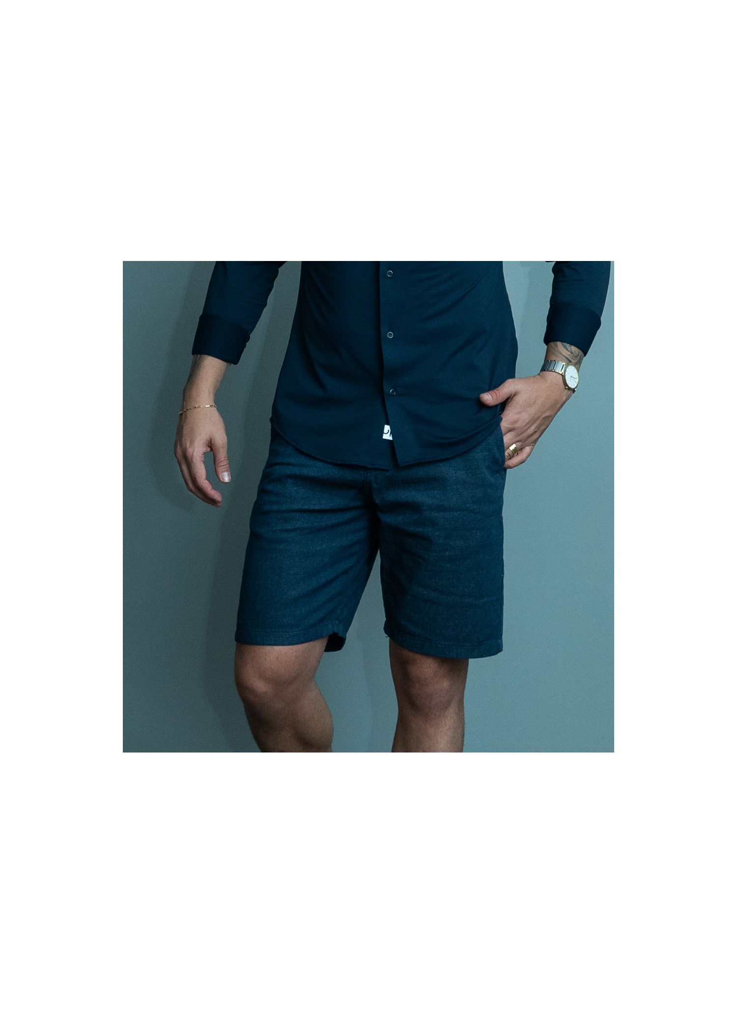 Bermuda Sarja Azul Petróleo St... - Stefano Store