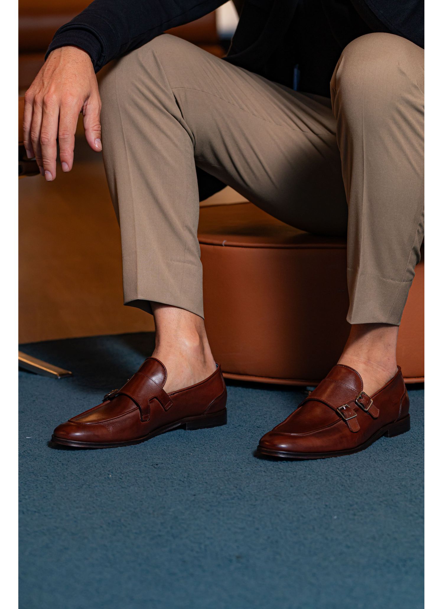 Sapato Monkstrap Stefano Doppio Havana