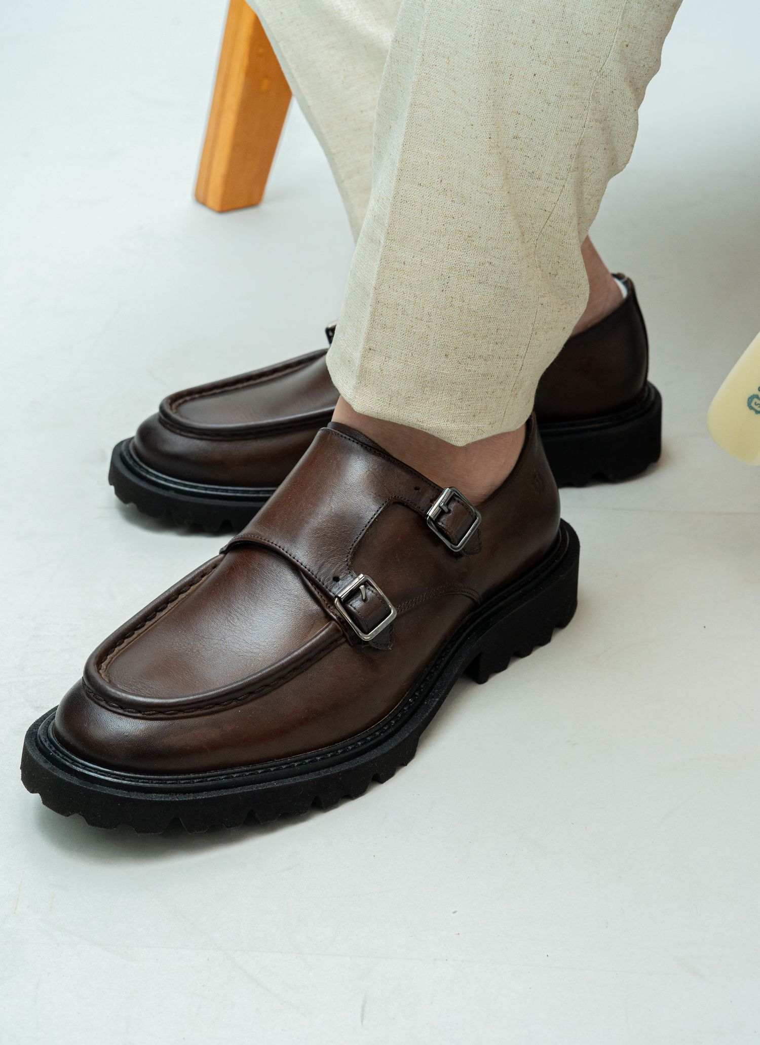 Sapato MonkStrap Stefano Tractor Moca
