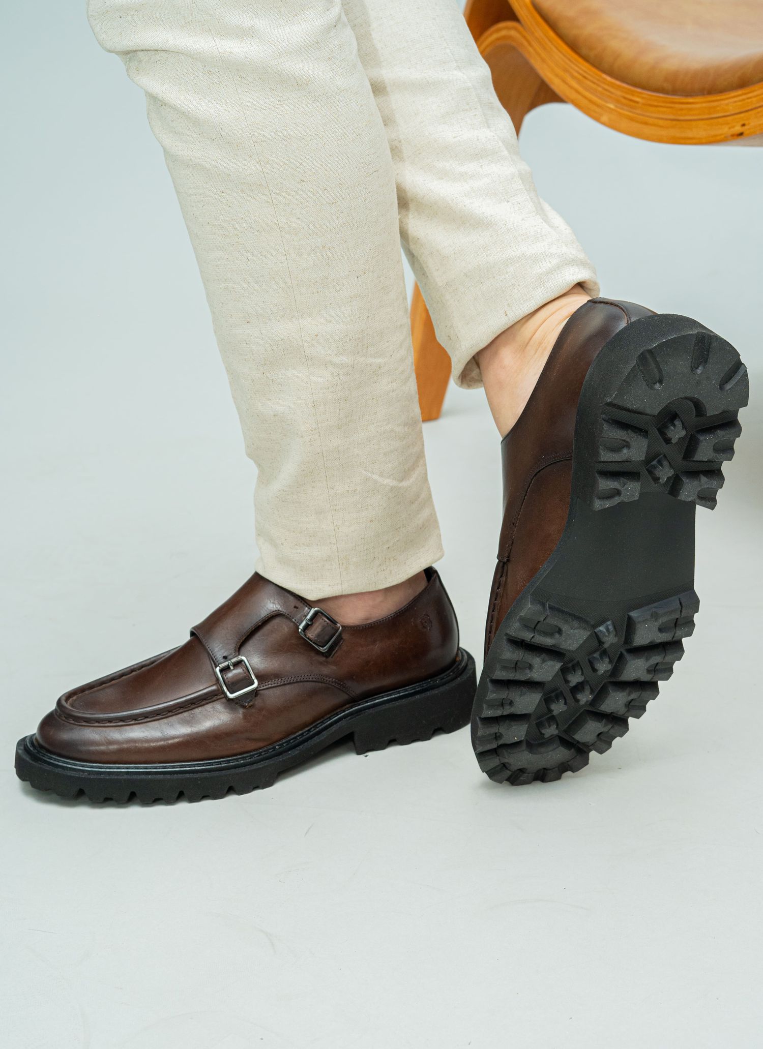Sapato MonkStrap Stefano Tractor Moca