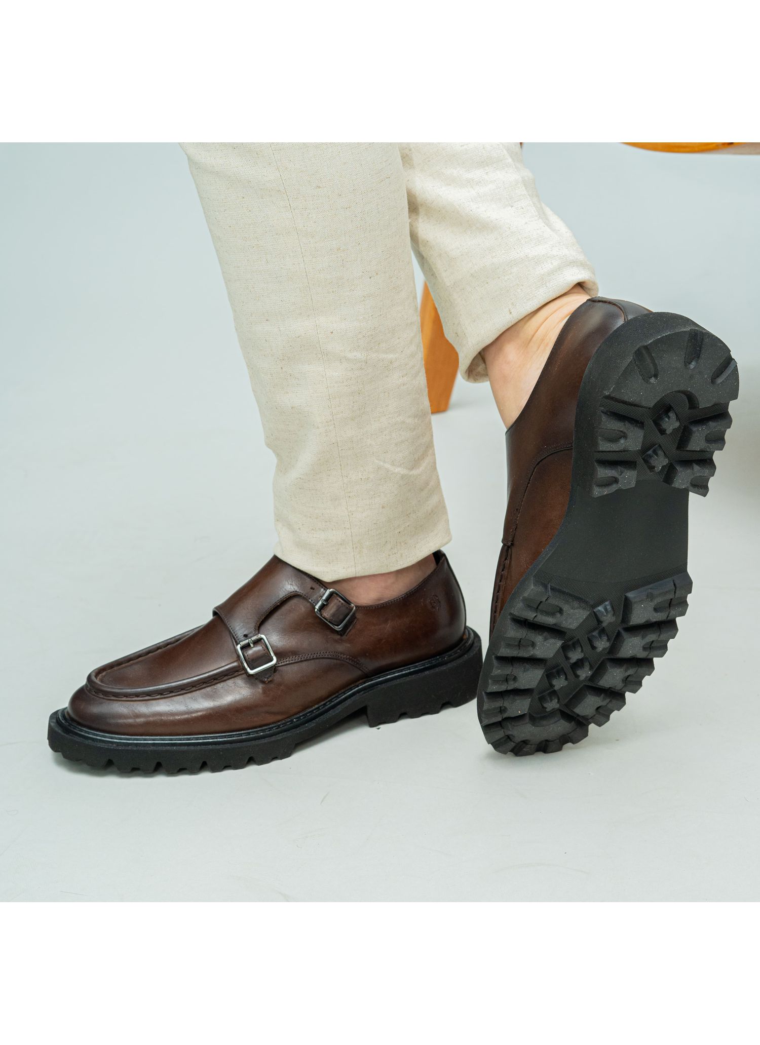 Sapato MonkStrap Stefano Tractor Moca