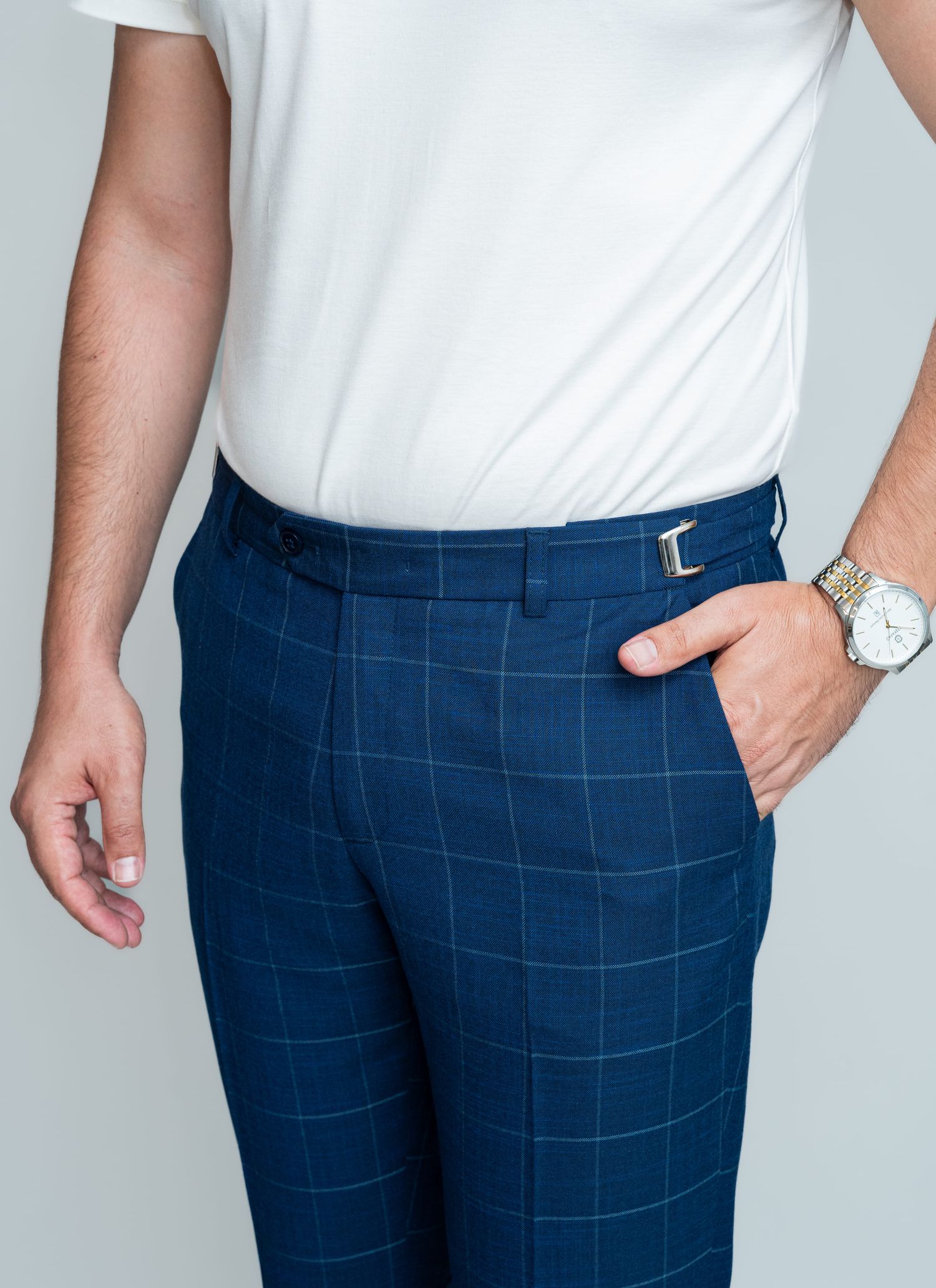 Calça de Regulagem Stefano Xadrez Azul