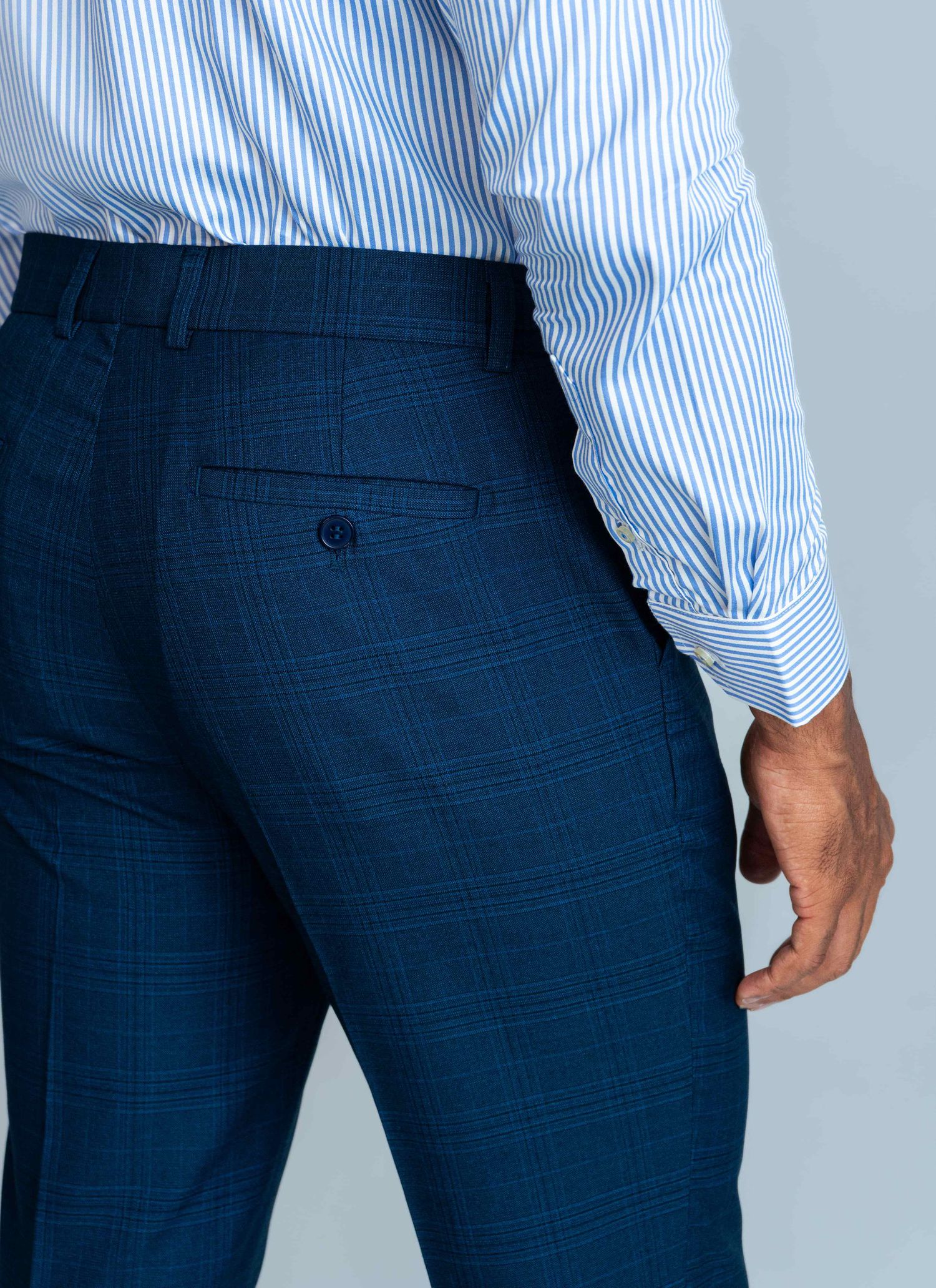Calça de Regulagem Stefano Xadrez Azul Escuro