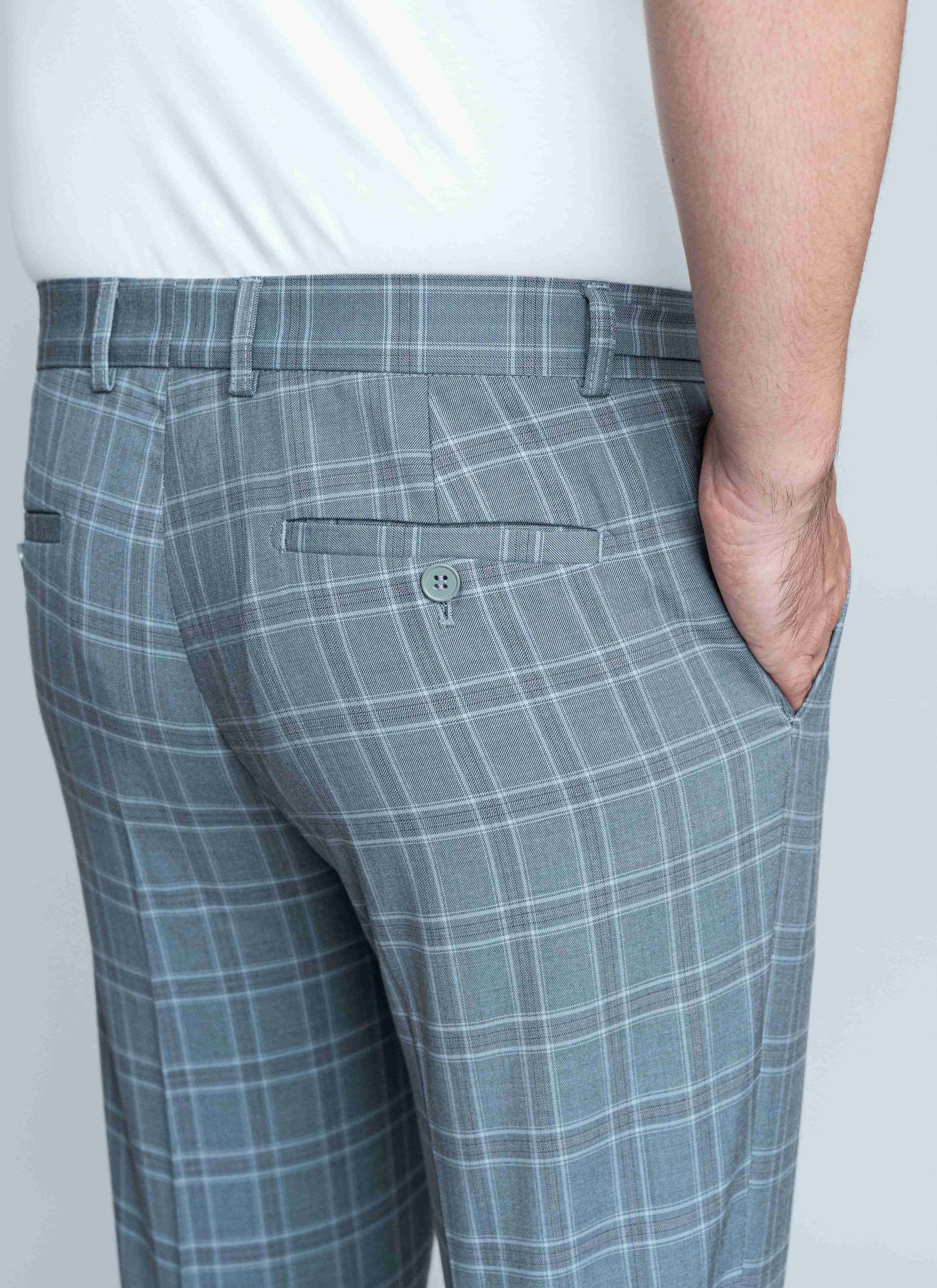 Calça de Regulagem Cinza Xadrez Stefano