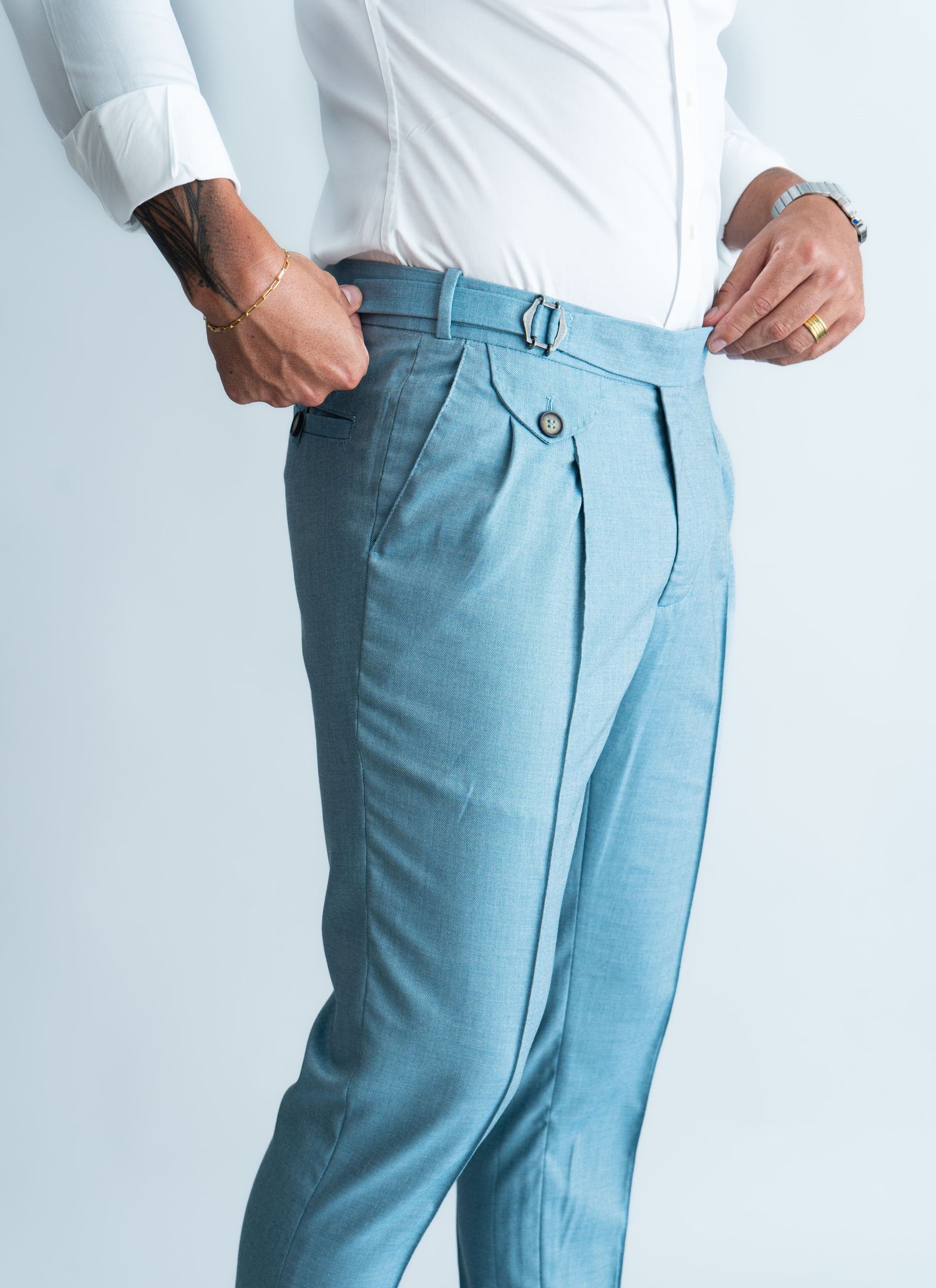 Calça Alfaiataria Gurkha Sarto Stefano Verde Água