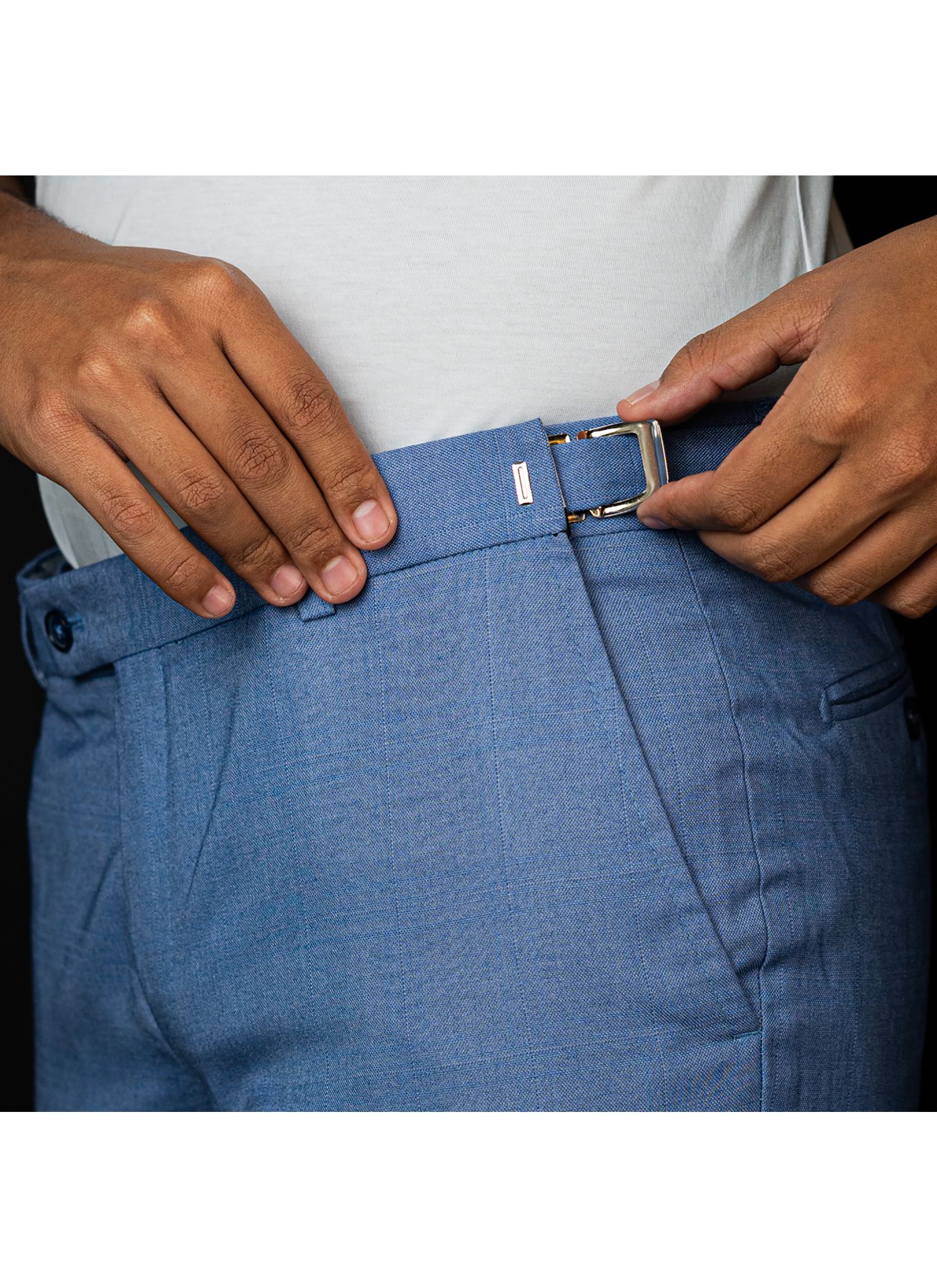 Calça Alfaiataria Com Regulagem Azul Celeste Stefano
