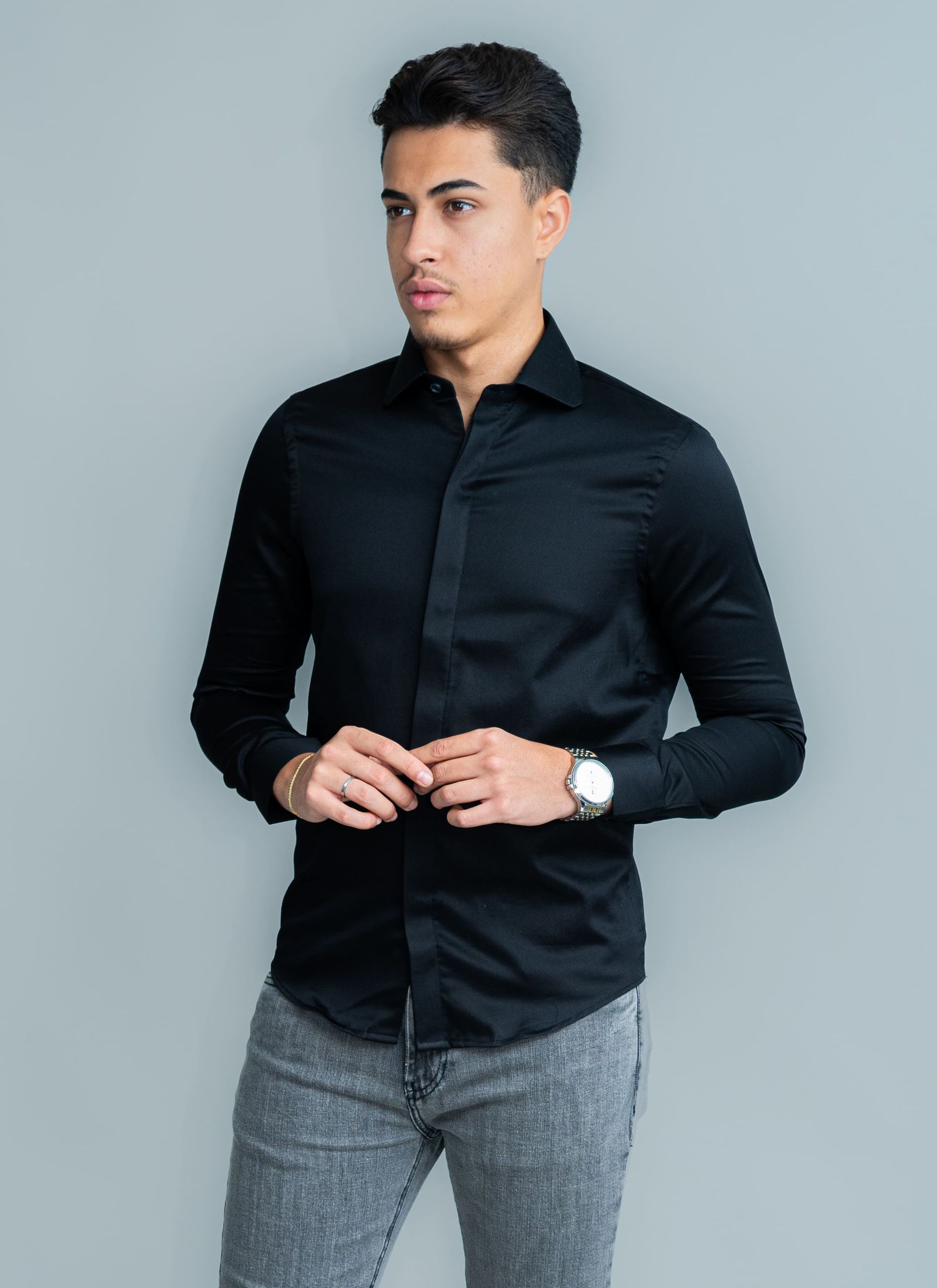Camisa Gola Sextavada Stefano Preta