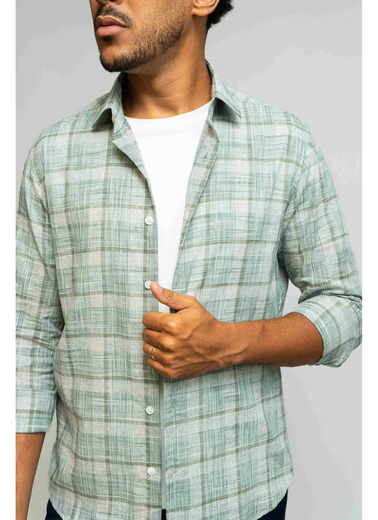 Camisa Stefano Xadrez Melange Verde