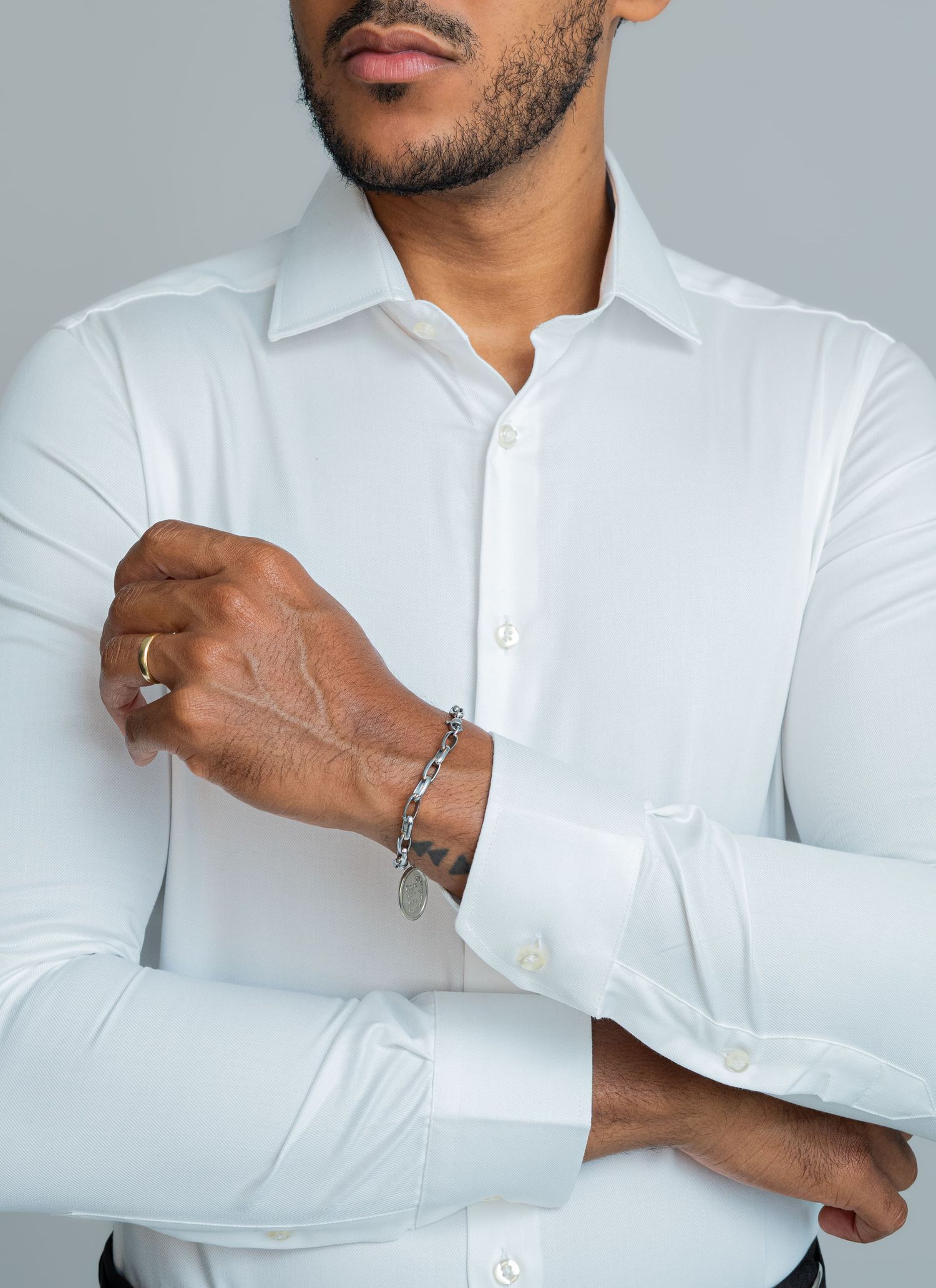 Camisa Social Fio 80 Super Slim Stefano Branca