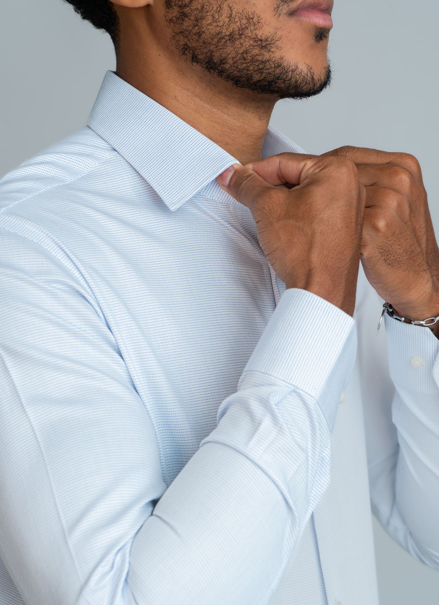 Camisa Social Slim Fit Stefano Pontilhados Azul