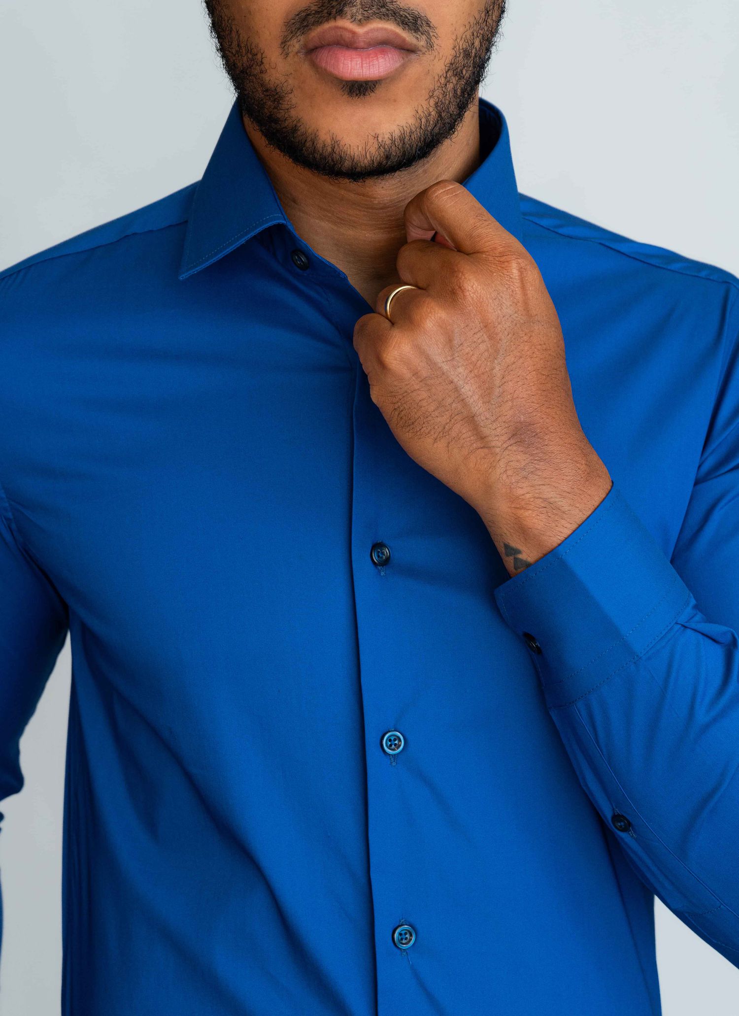 Camisa Social Stretch Stefano Azul Royal