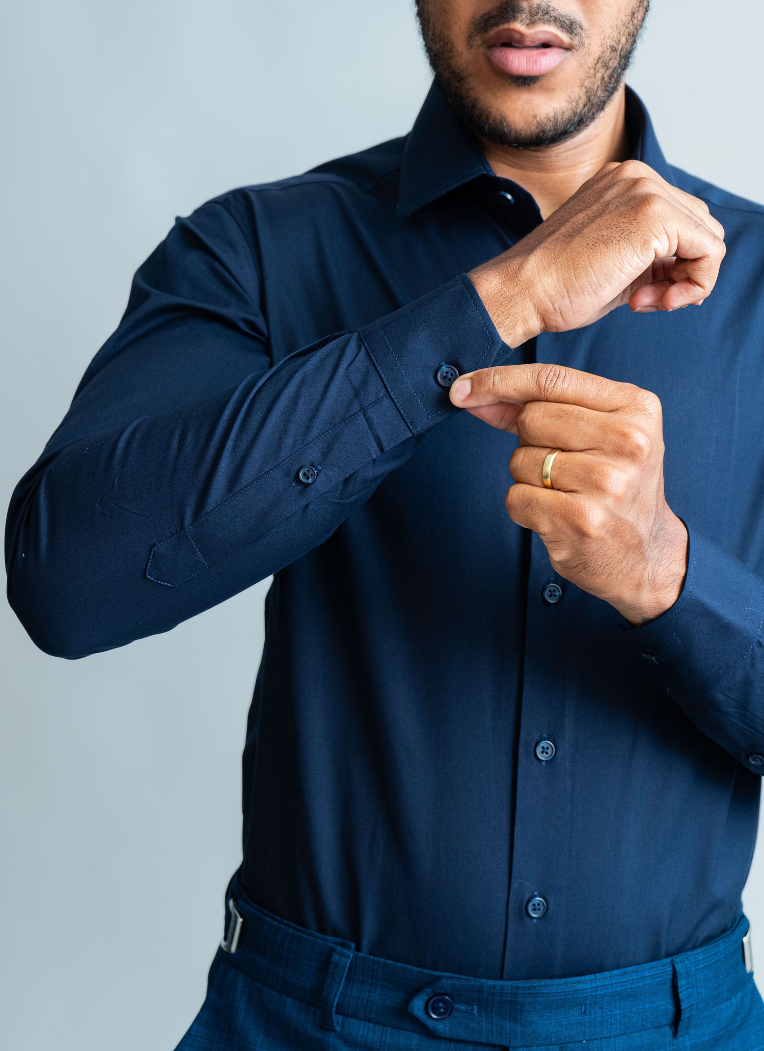 Camisa Social Fio 80 Stefano Azul Marinho
