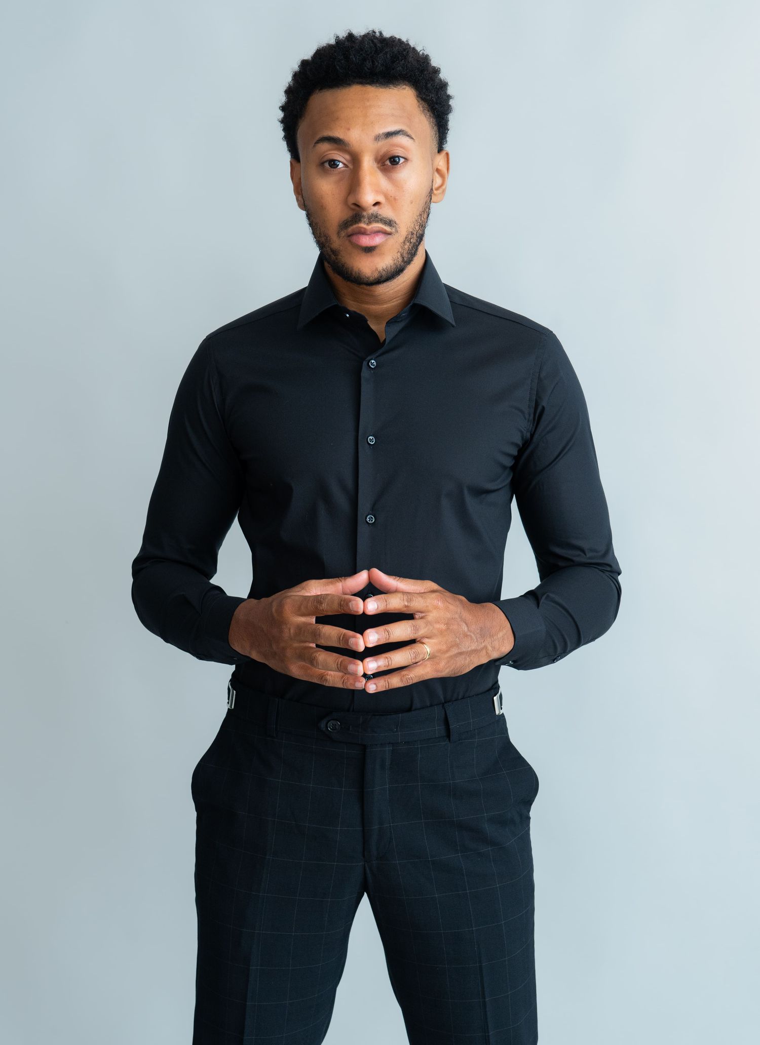 Camisa Social Preta Stretch Stefano