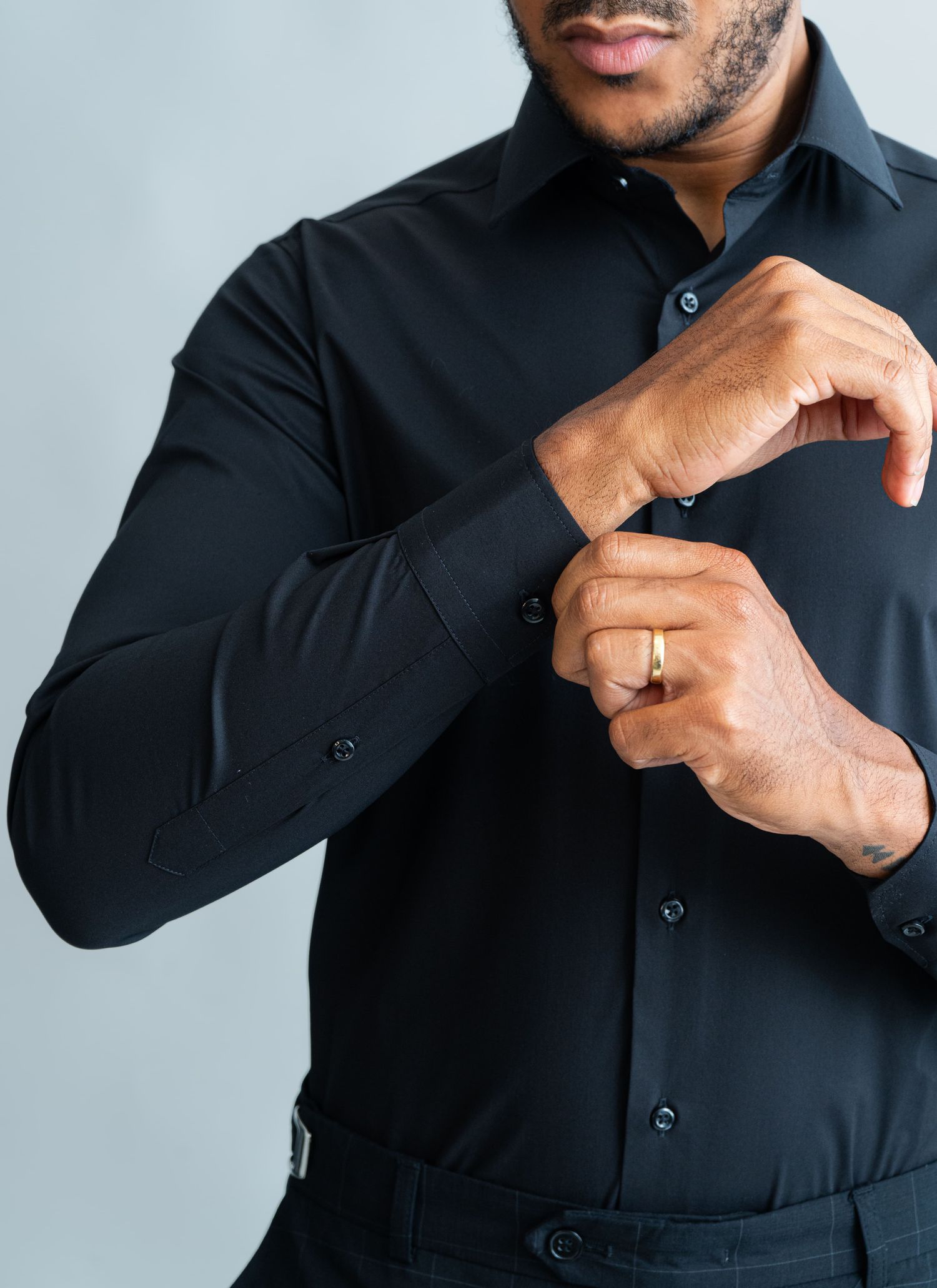 Camisa Social Preta Stretch Stefano