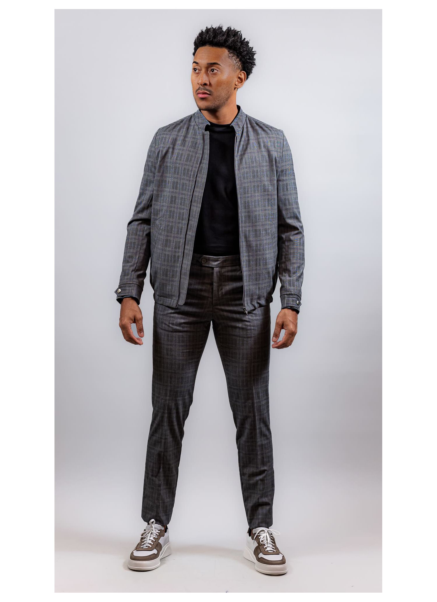 Conjunto Príncipe de Gales Cinza