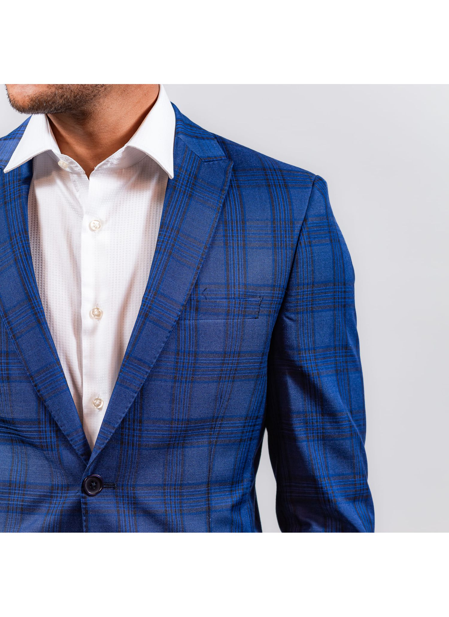 Costume Stefano Príncipe de Gales Azul Quadriculado