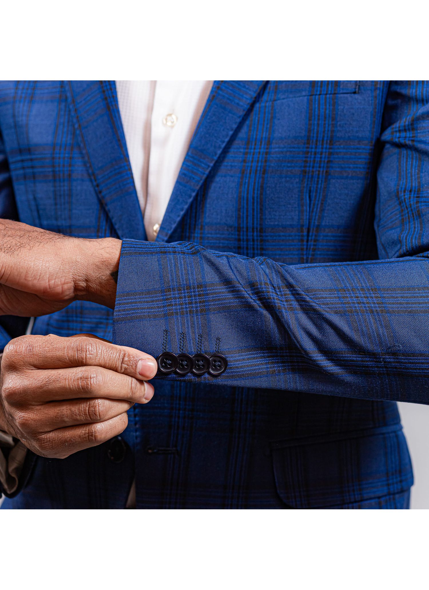 Costume Stefano Príncipe de Gales Azul Quadriculado