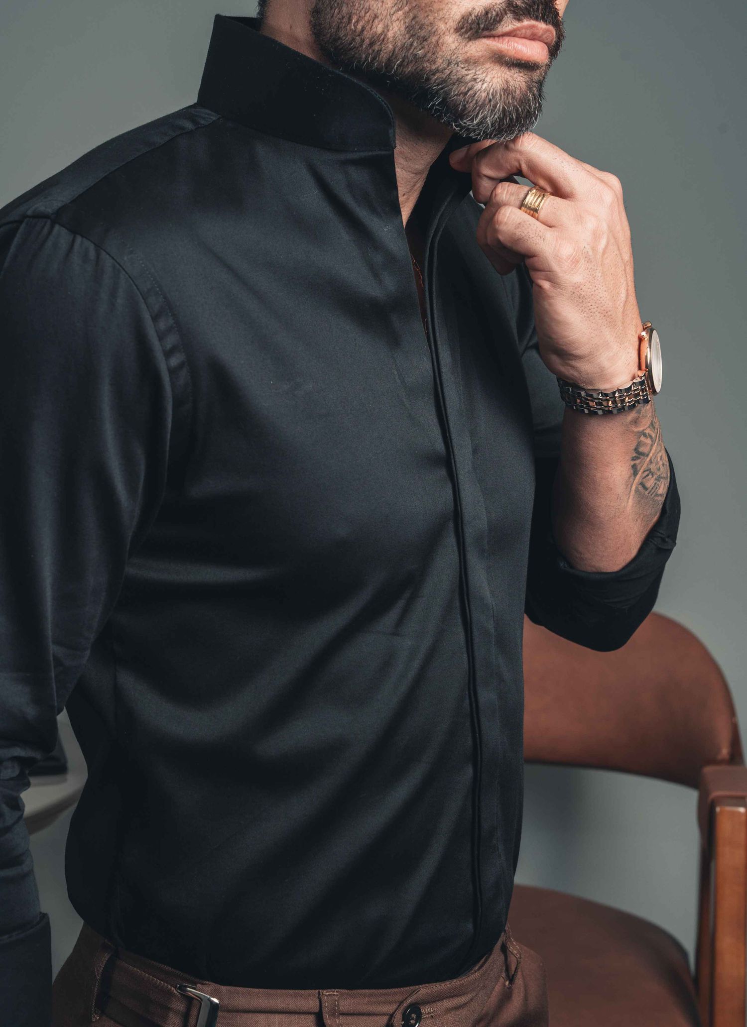 Camisa Stefano Gola Mao Preta