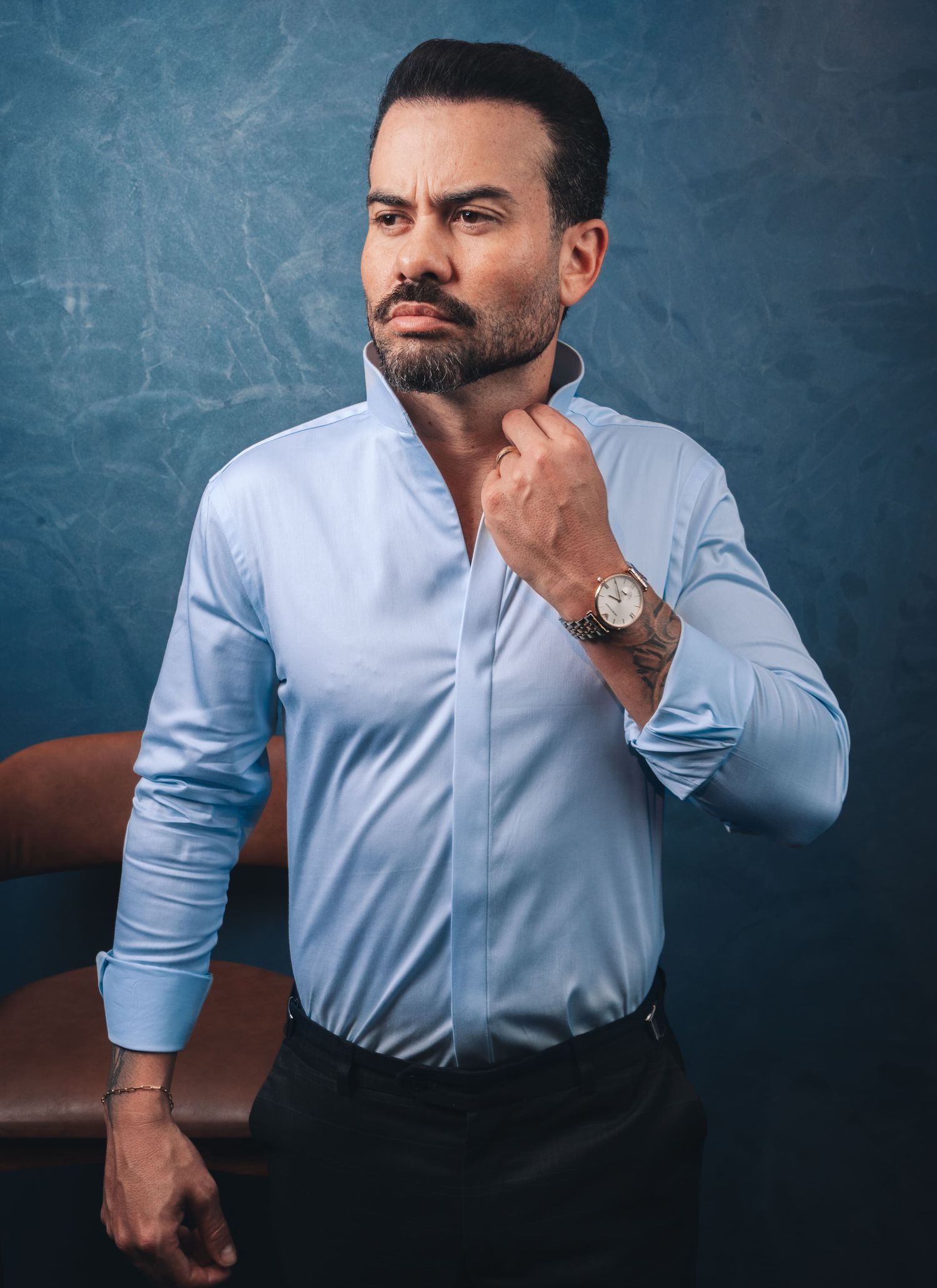 Camisa Stefano Gola Mao Azul Bebê