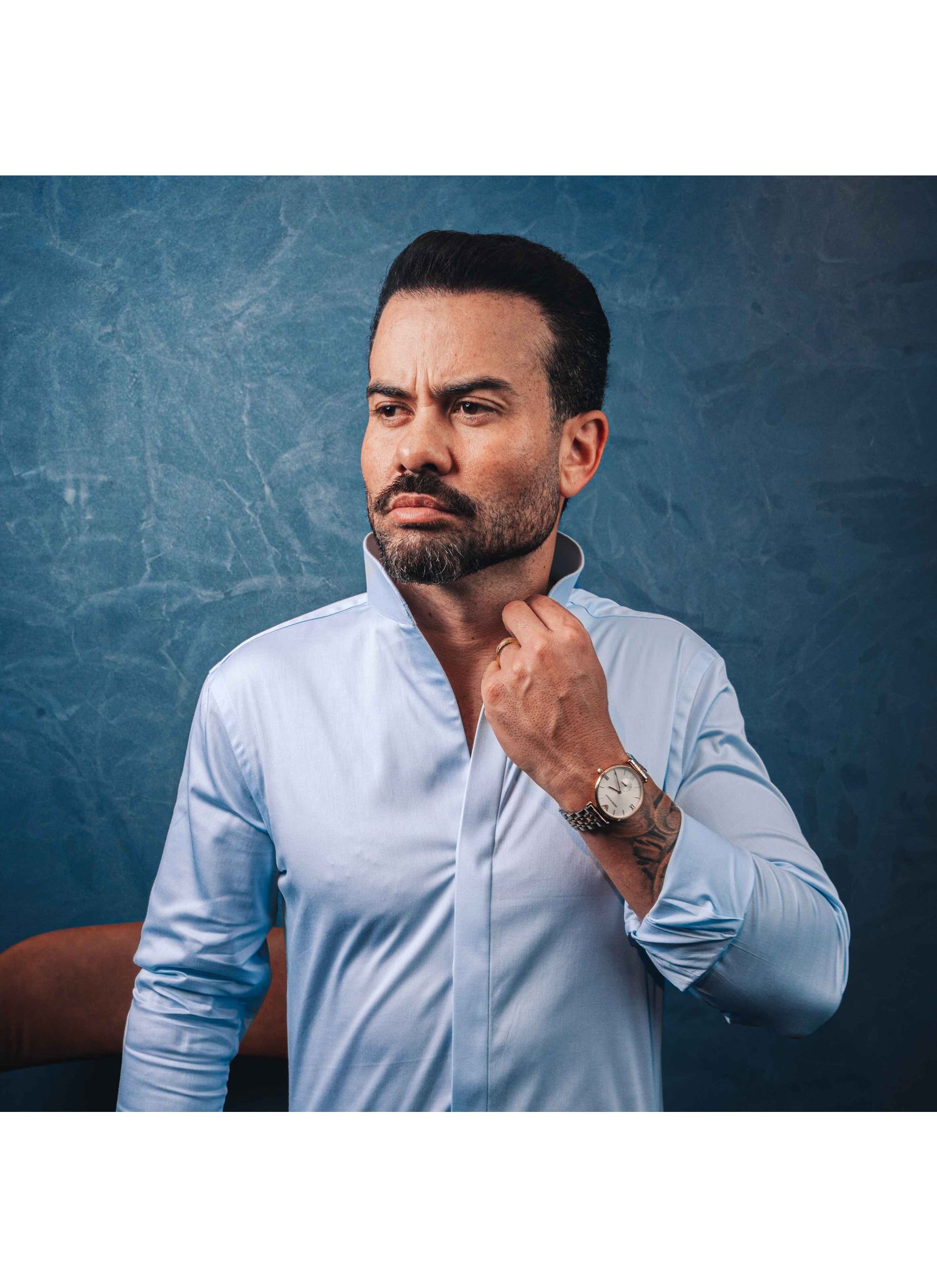 Camisa Stefano Gola Mao Azul Bebê
