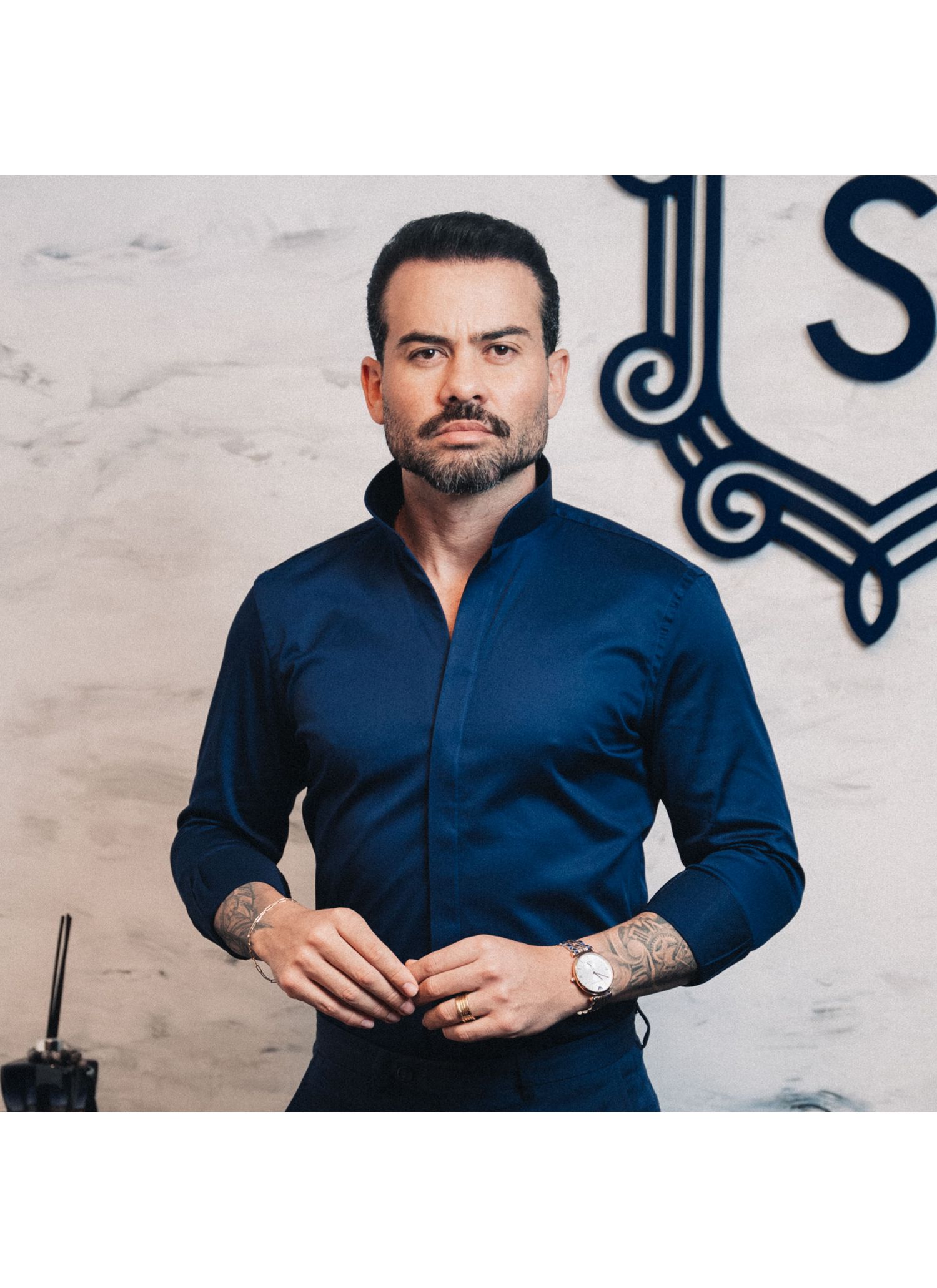 Camisa Stefano Gola Mao Azul M... - Stefano Store
