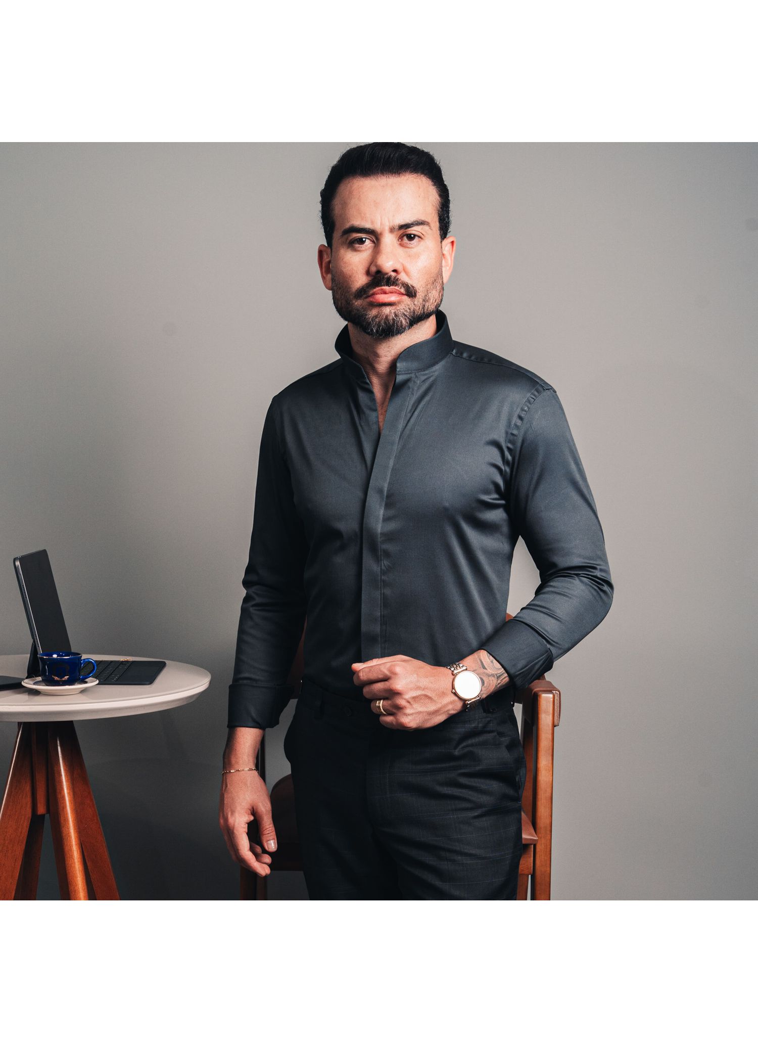 Camisa Stefano Gola Mao Chumbo - Stefano Store