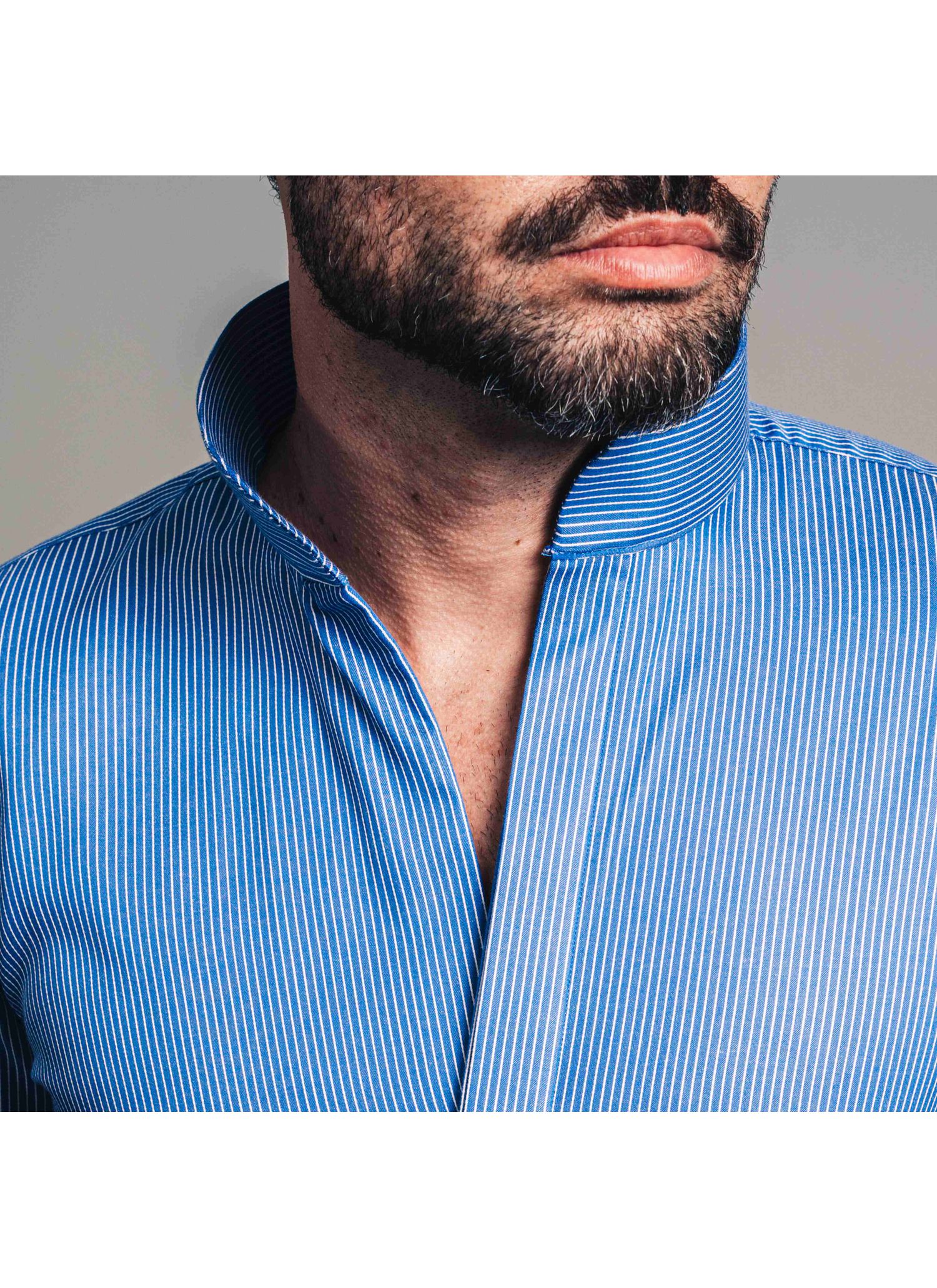 Camisa Stefano Gola Mao Listras Azul