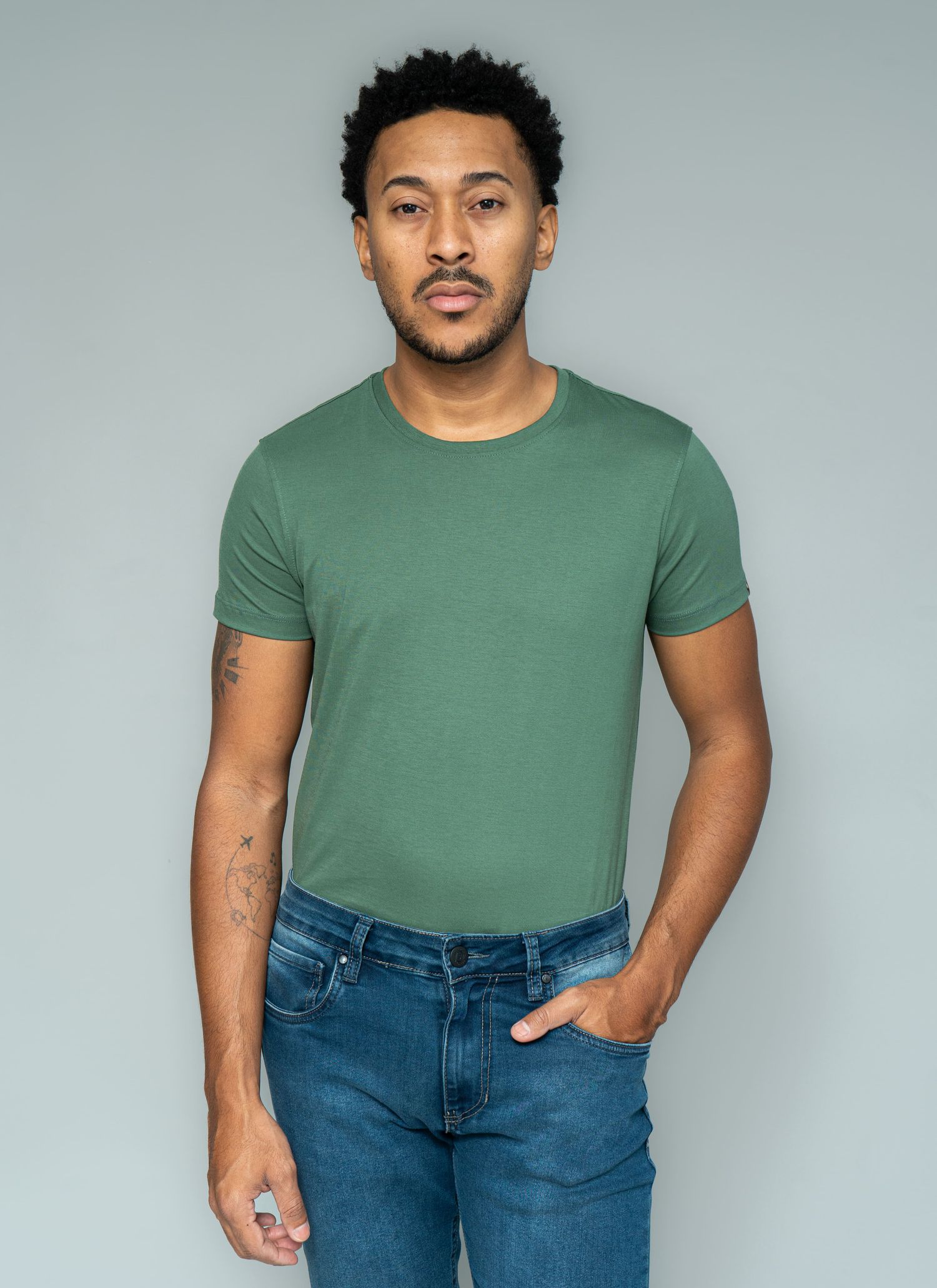 T-Shirt Algodão Verde Claro St... - Stefano Store