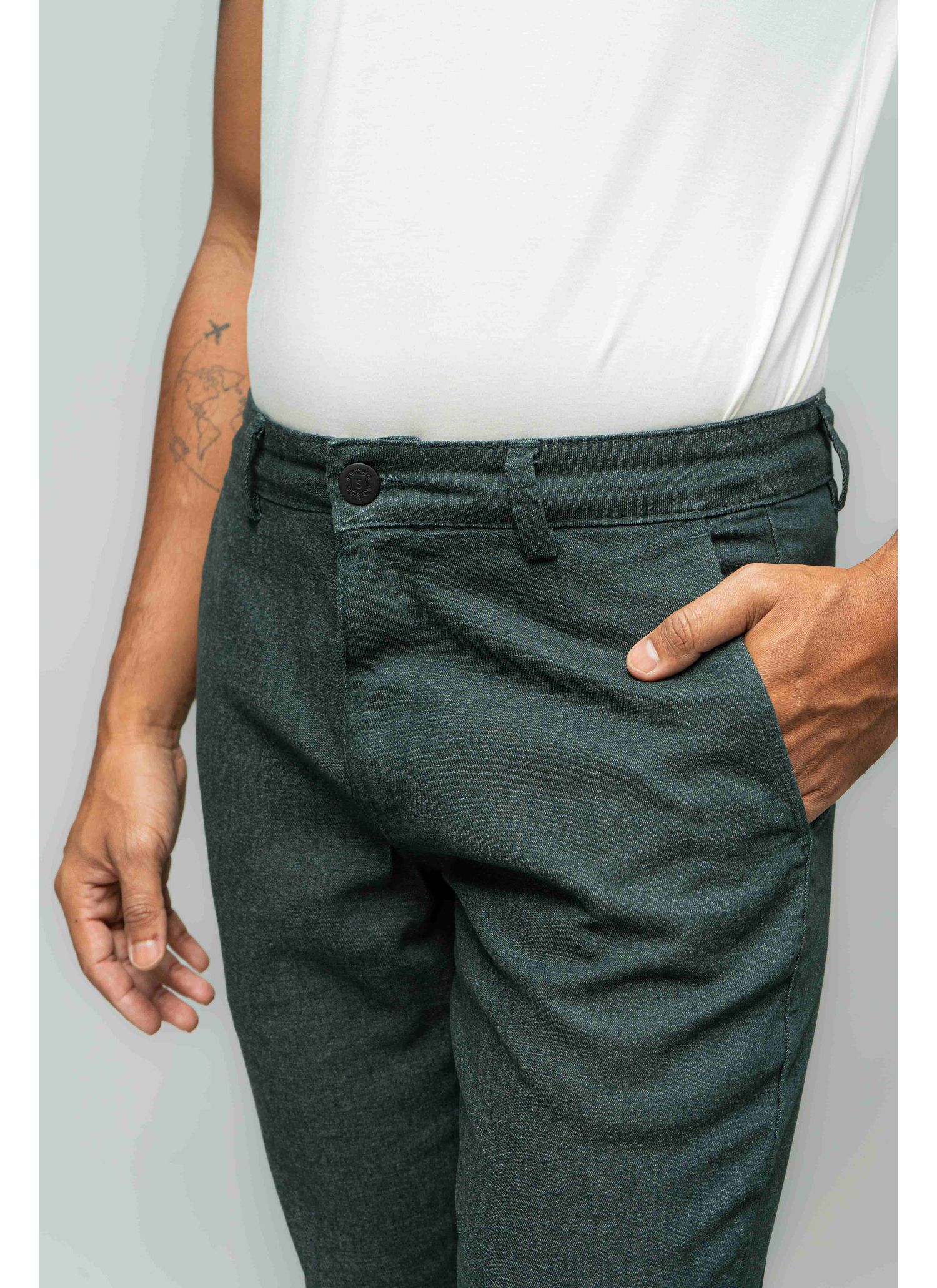 Calça Sarja Stefano Verde Musgo
