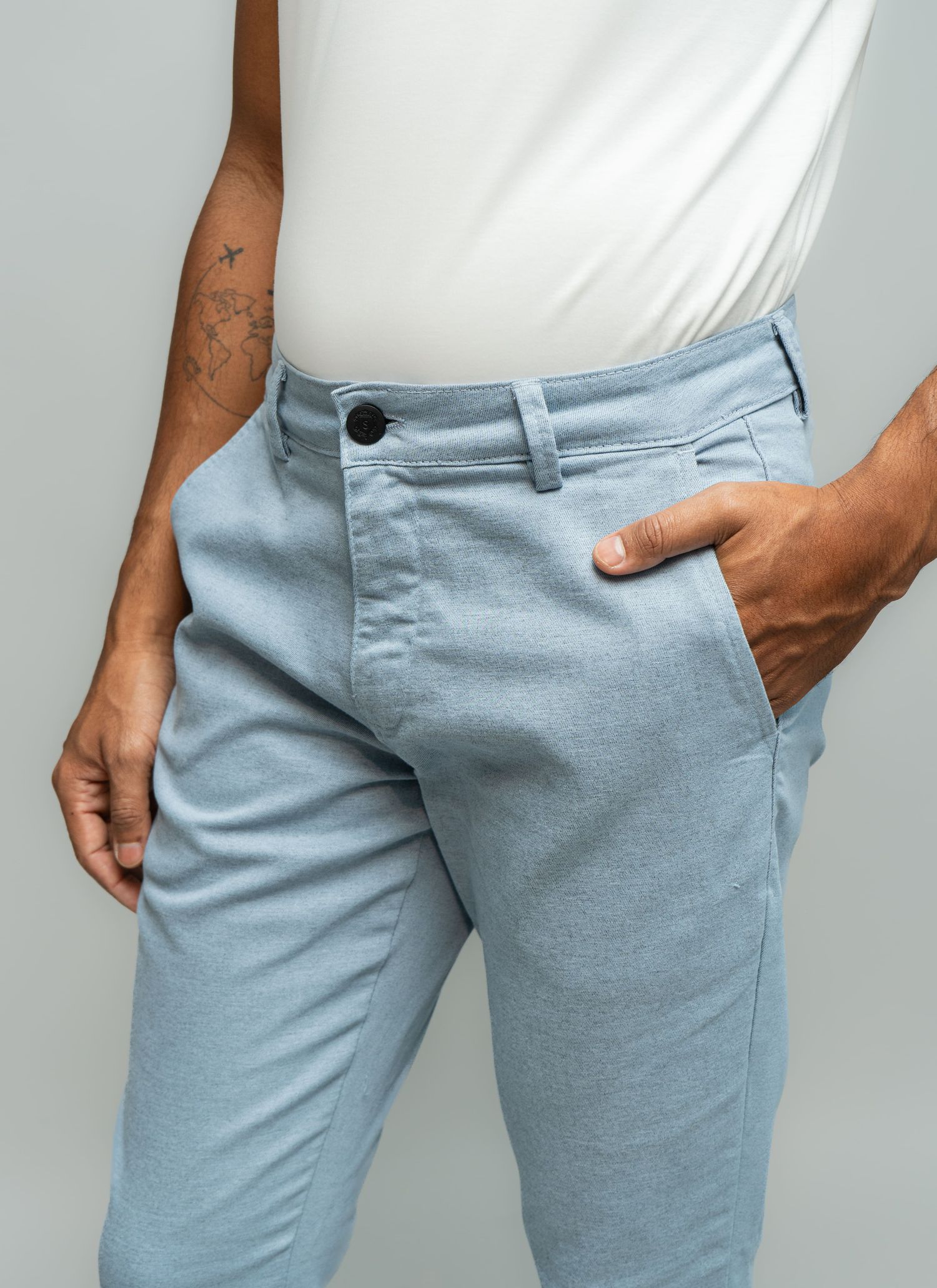 Calça Sarja Stefano Azul Médio