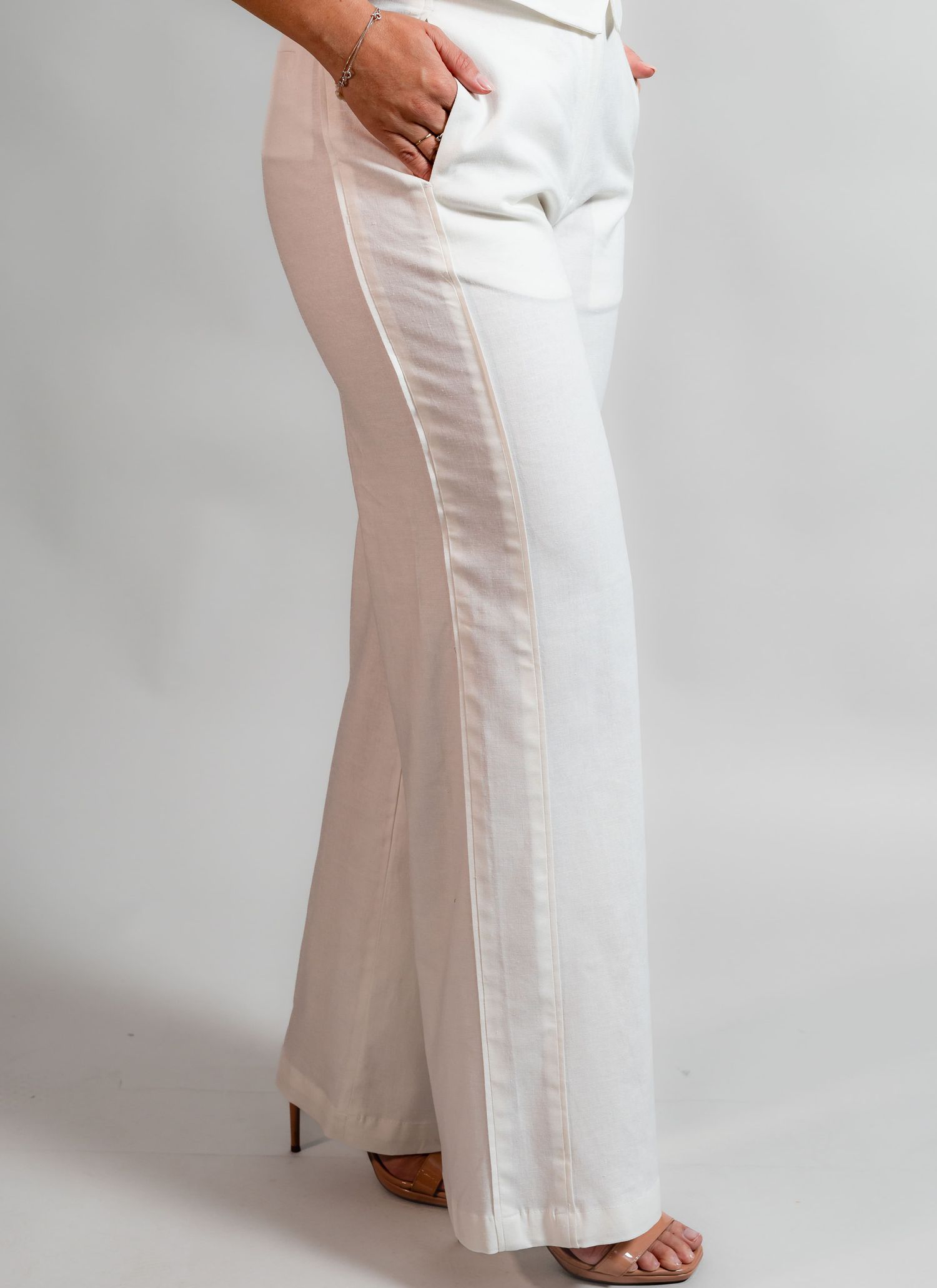 Calça Wide Leg Linho Feminina ... - Stefano Store