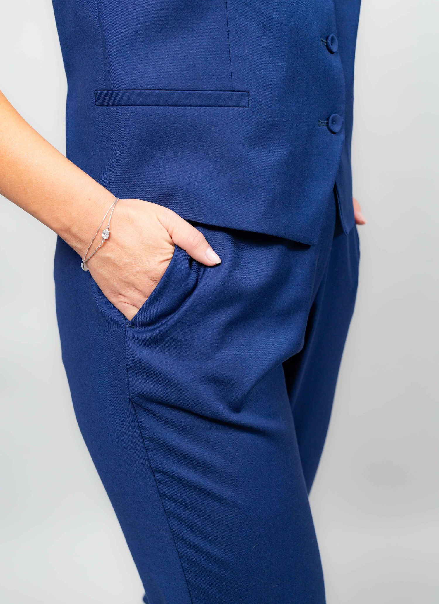 Calça Alfaiataria Feminina Stefano Azul Marinho