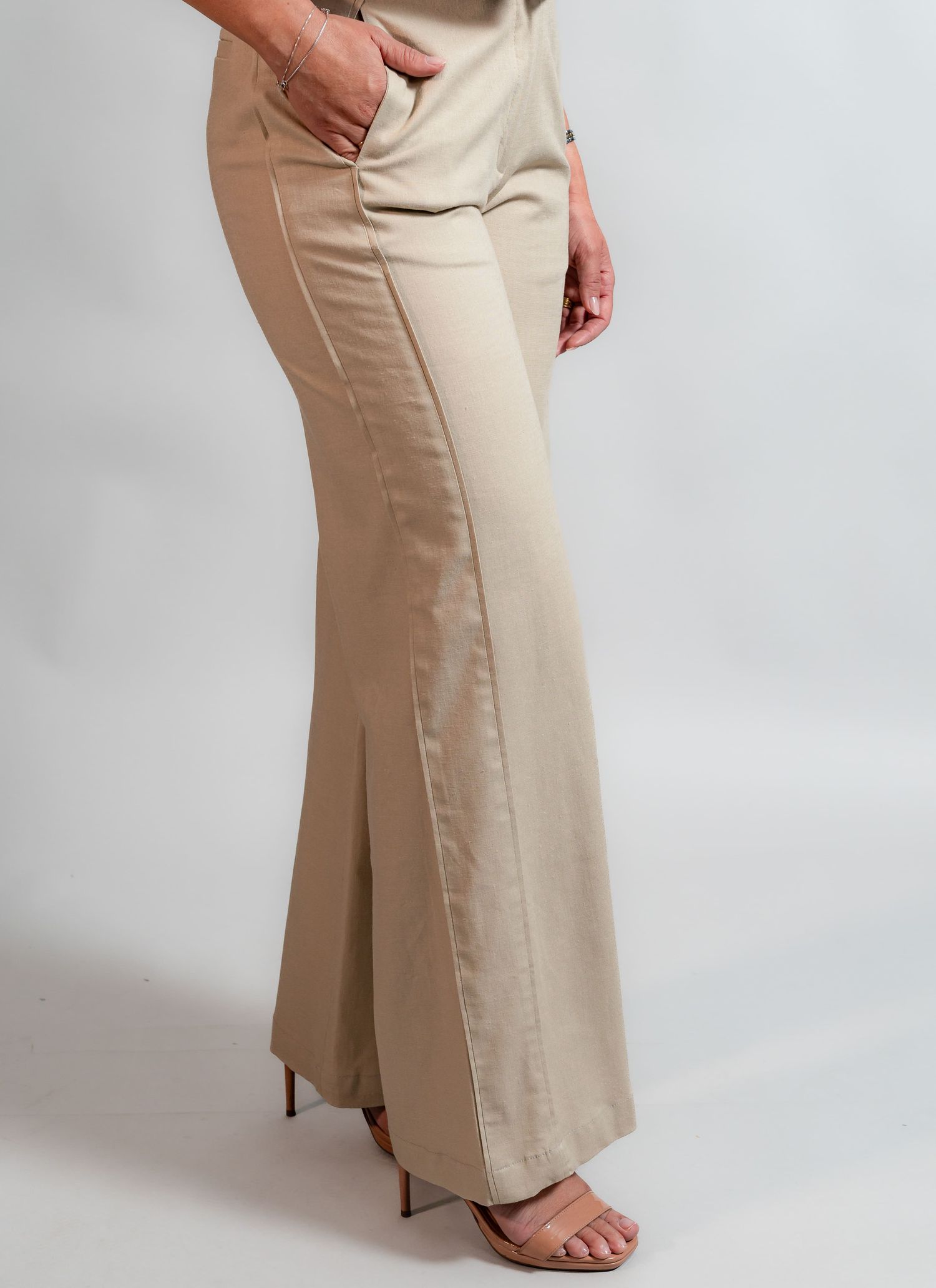 Calça Wide Leg Linho Feminina ... - Stefano Store