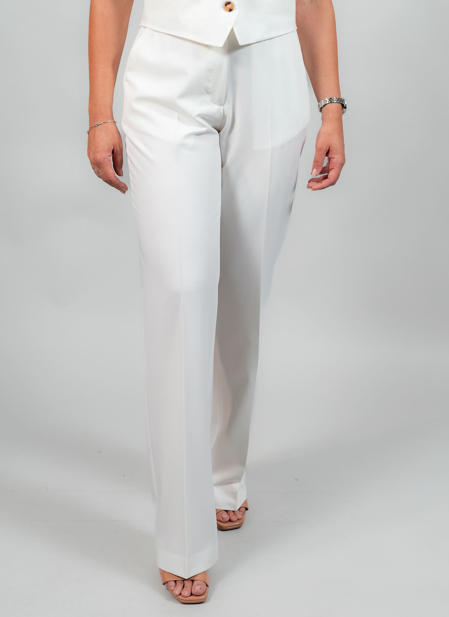 Calça Alfaiataria Reta Feminina Stefano Off-White