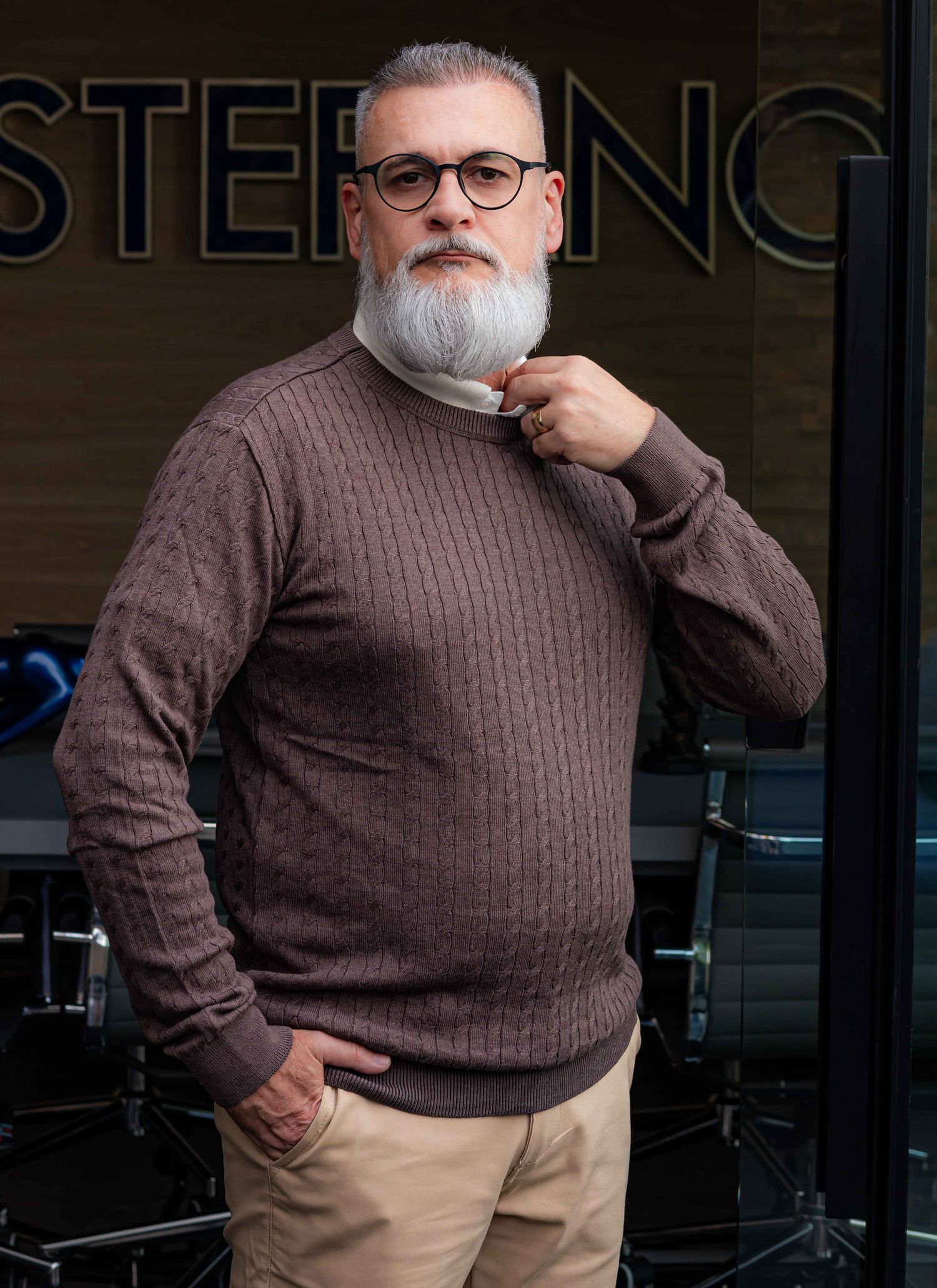 Tricot Texturizado Stefano Tessuto Marrom