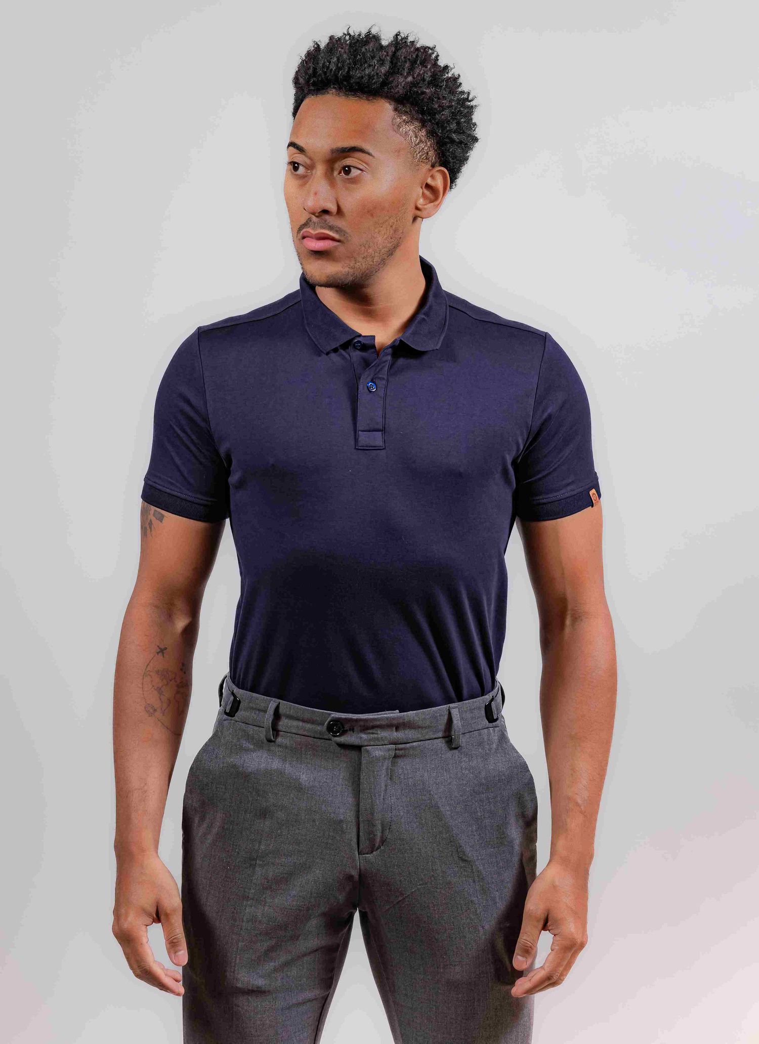 Polo Pima Duplo Stefano Azul M... - Stefano Store