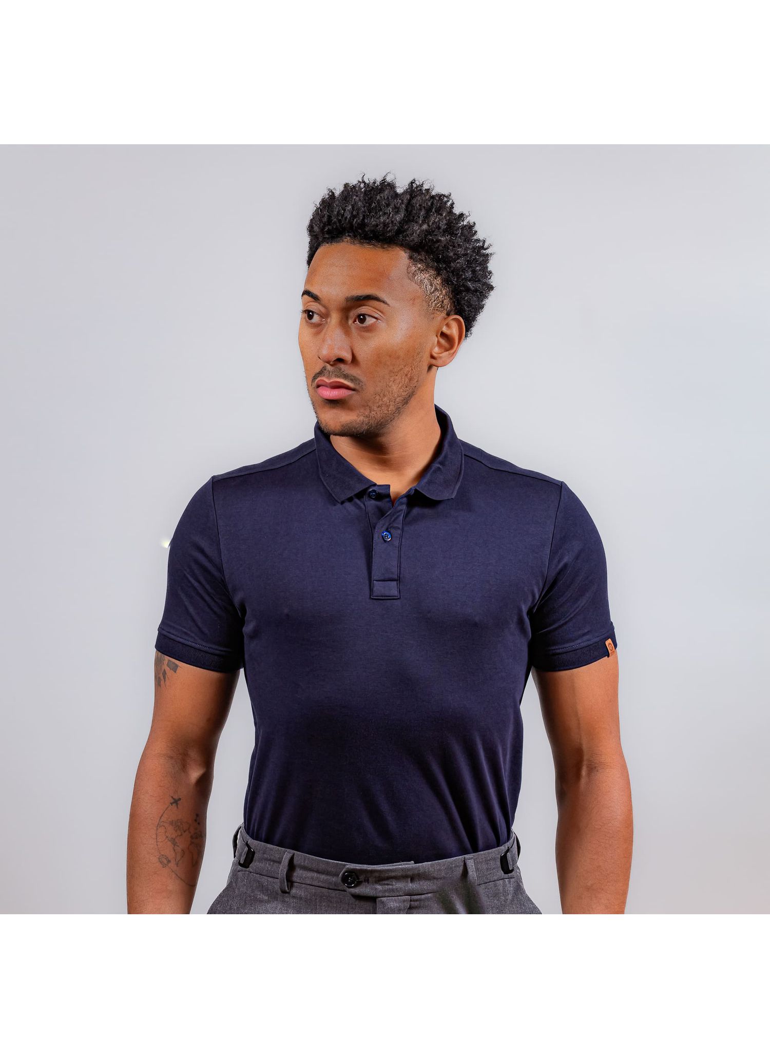 Polo Pima Duplo Stefano Azul M... - Stefano Store