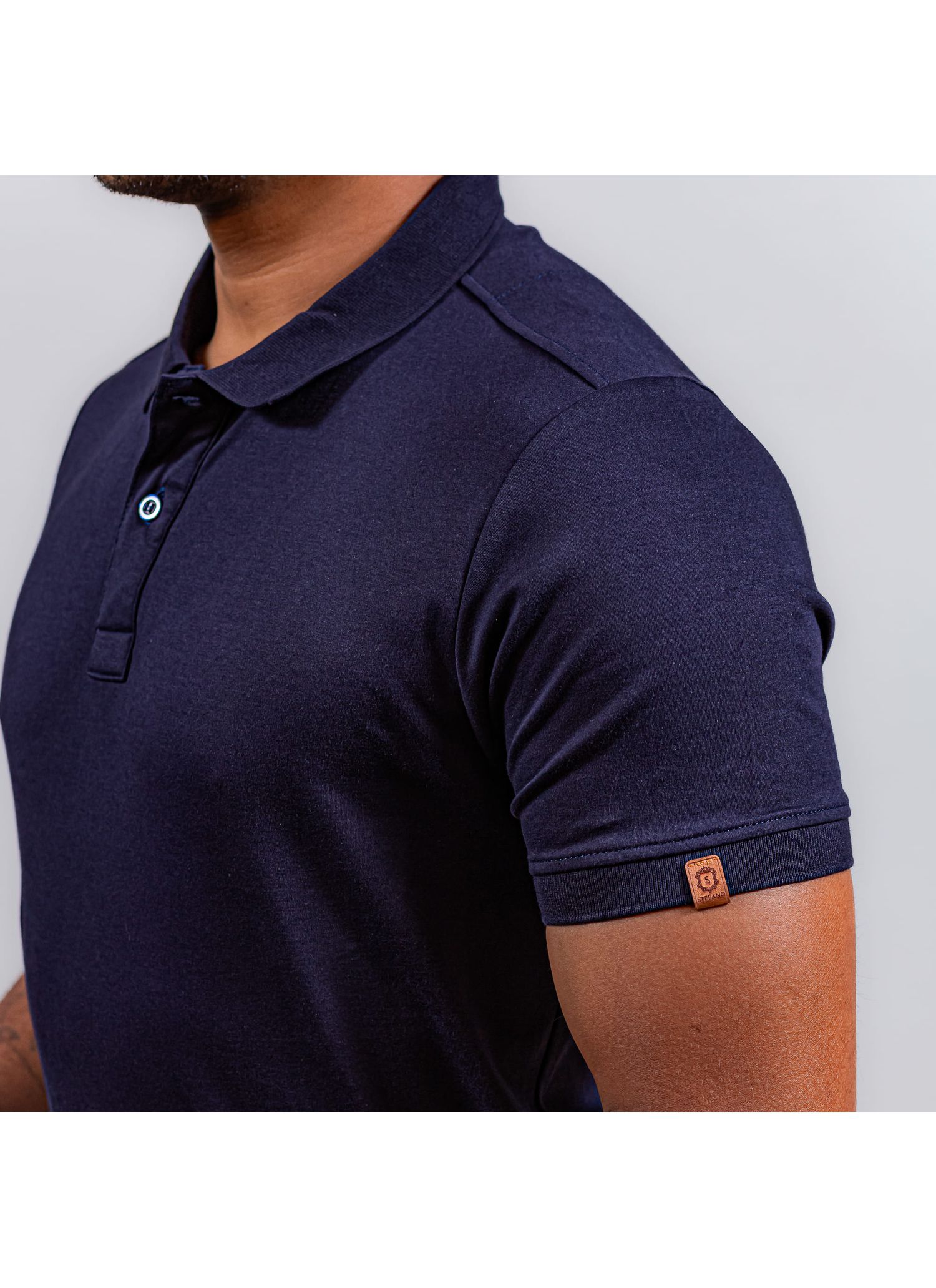Polo Pima Duplo Stefano Azul Marinho