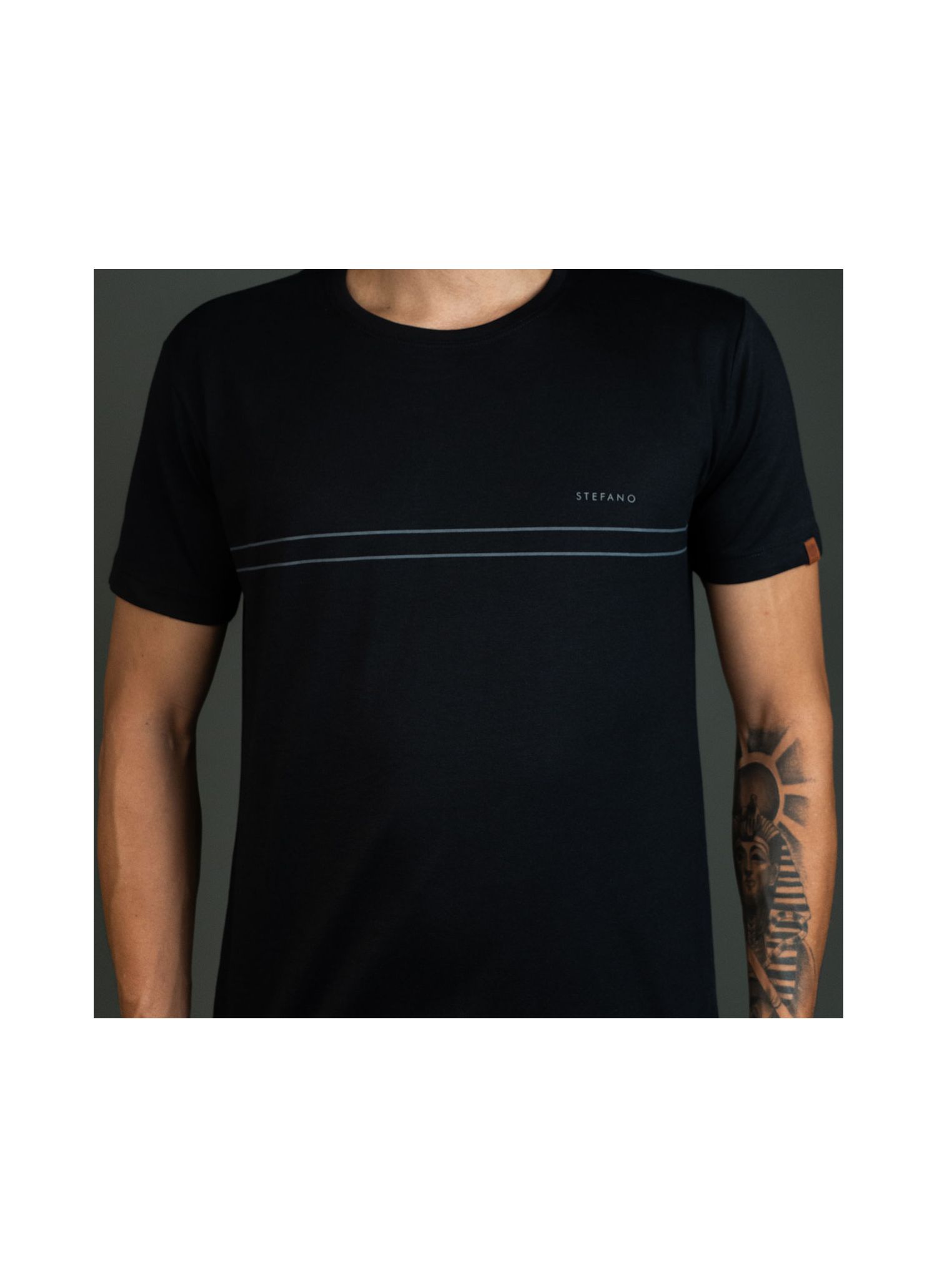T-Shirt Pima Stefano Preta Lis... - Stefano Store