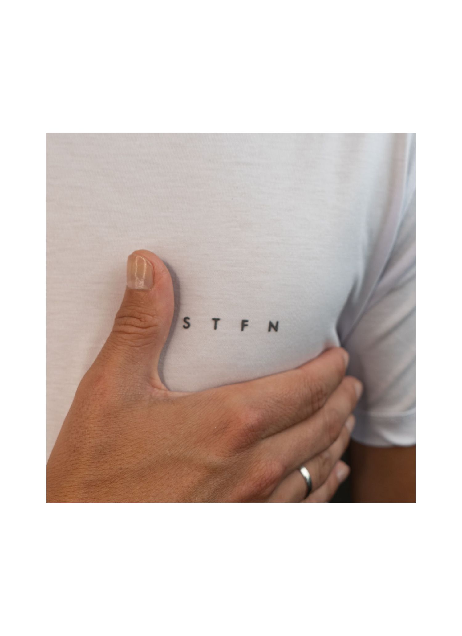 T-Shirt Pima Stefano Branca Emborrachada STFN