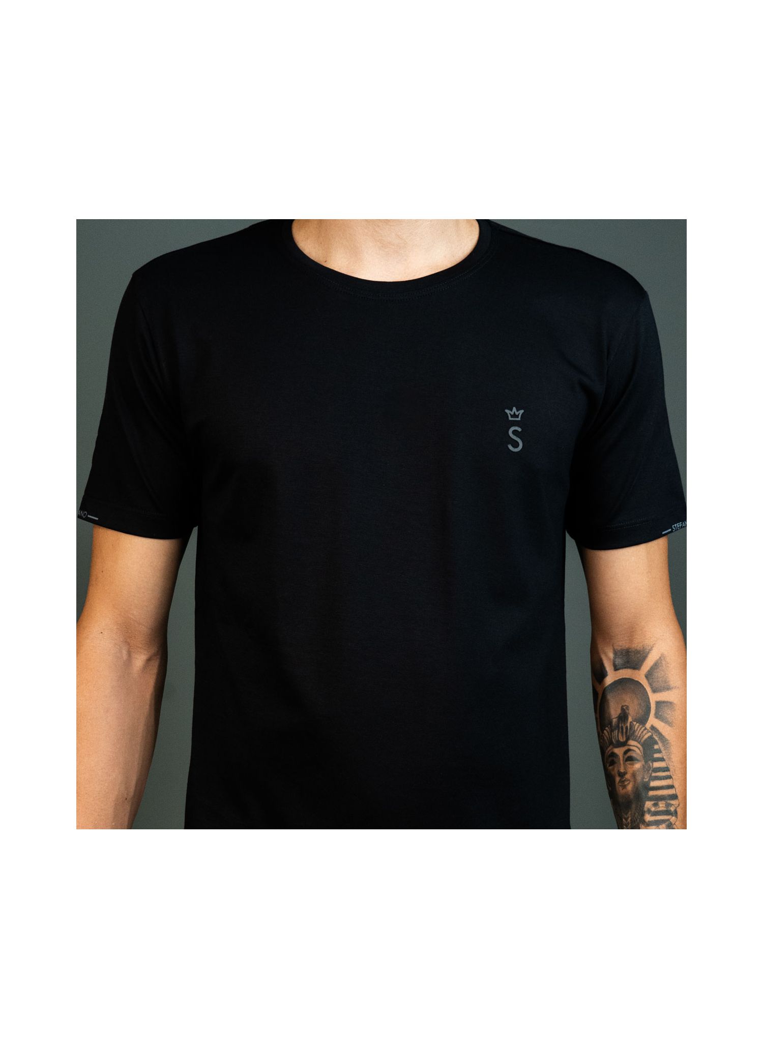 T-Shirt Pima Stefano Preta Emb... - Stefano Store
