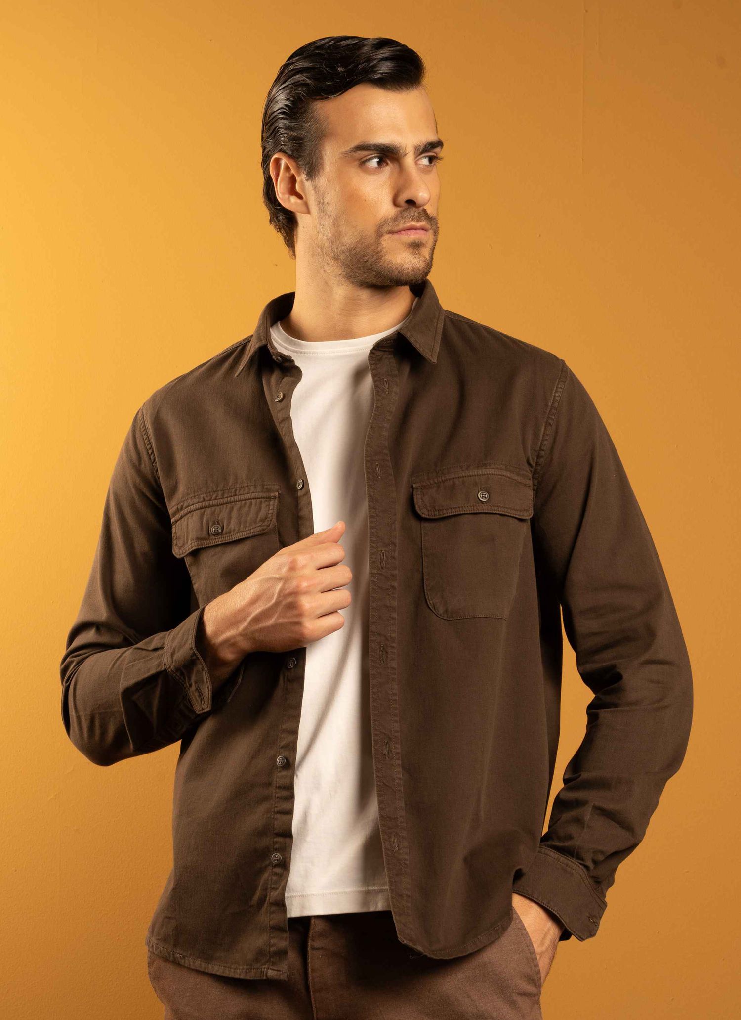 Camisa Nero Stefano Marrom Café