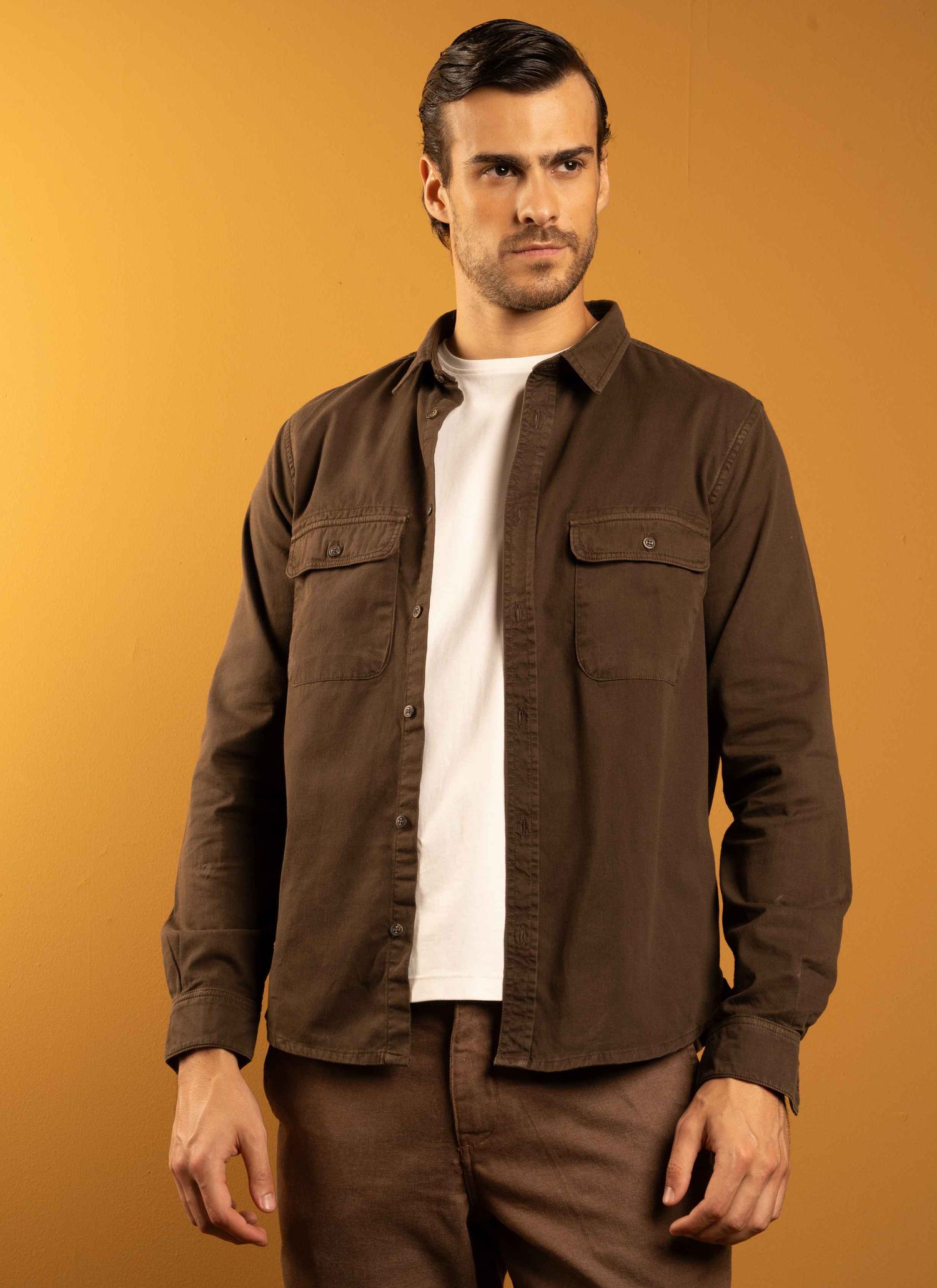 Camisa Nero Stefano Marrom Café