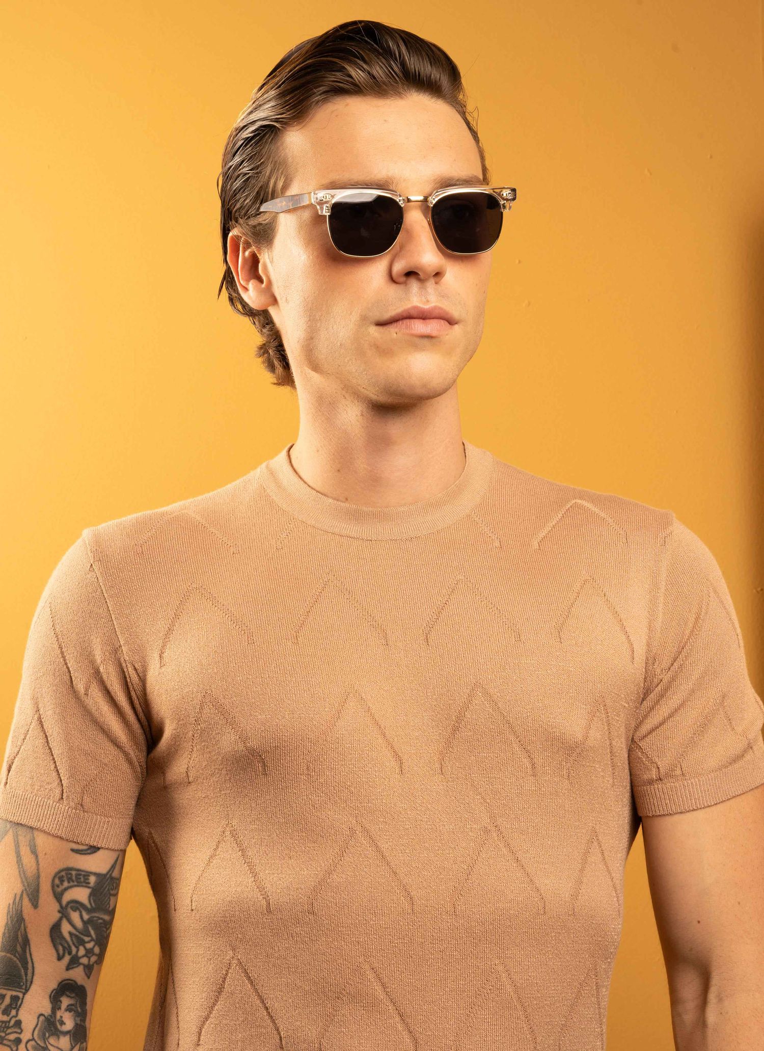 Tricot Shirt Gola Média Stefano Areia Escuro