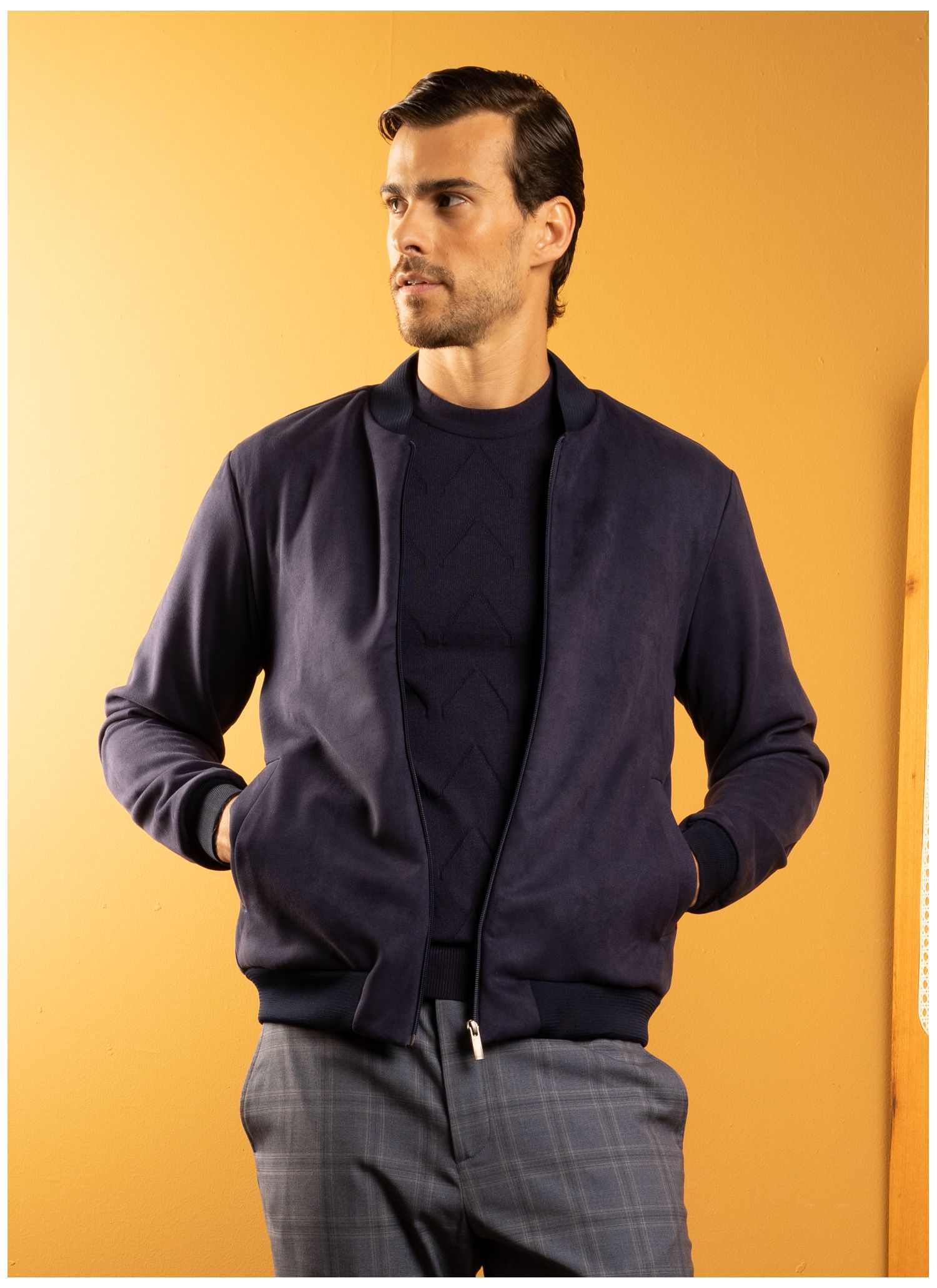 Jaqueta Suede Stefano Milano Azul