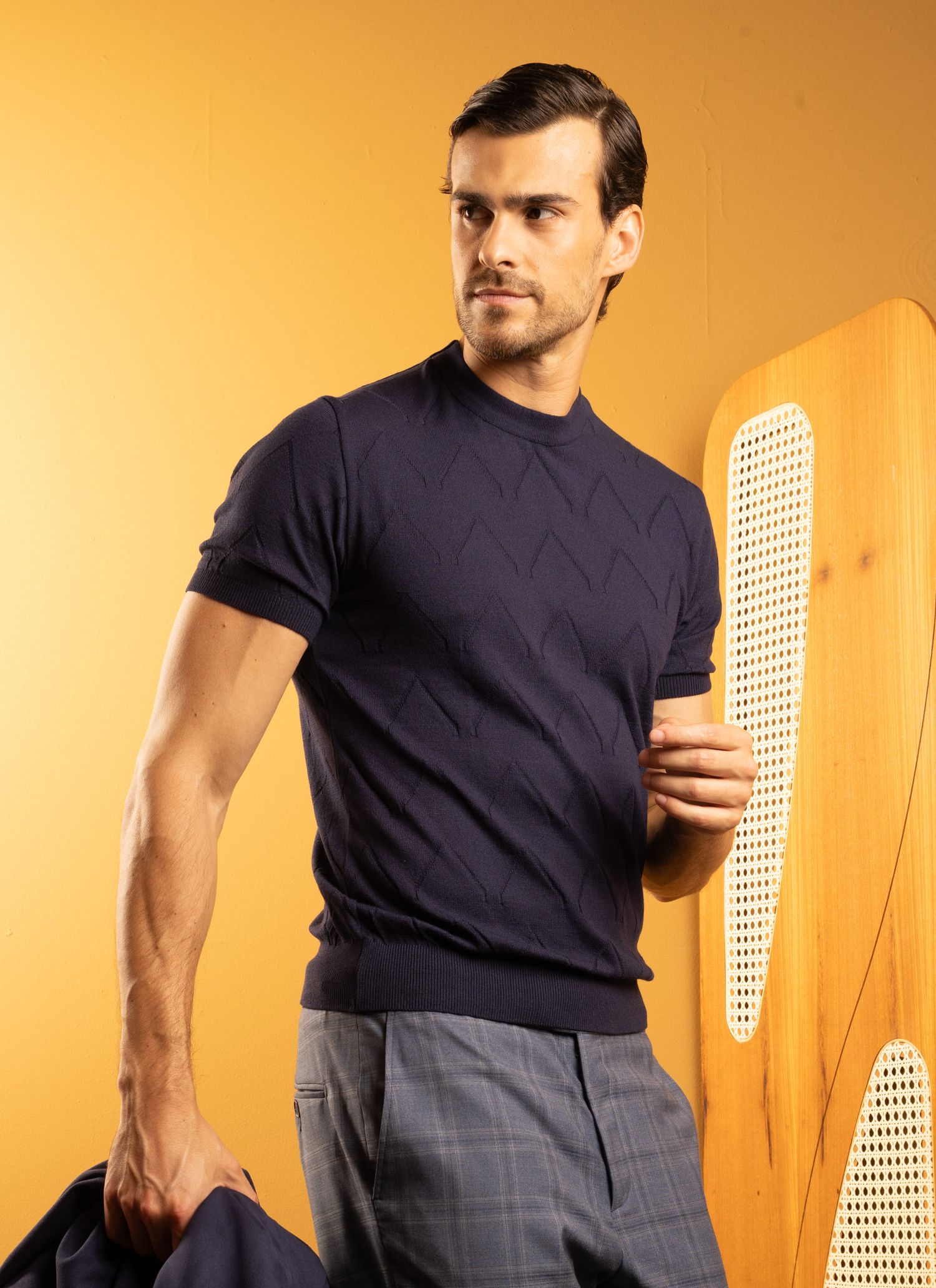 Tricot Shirt Gola Média Azul Marinho