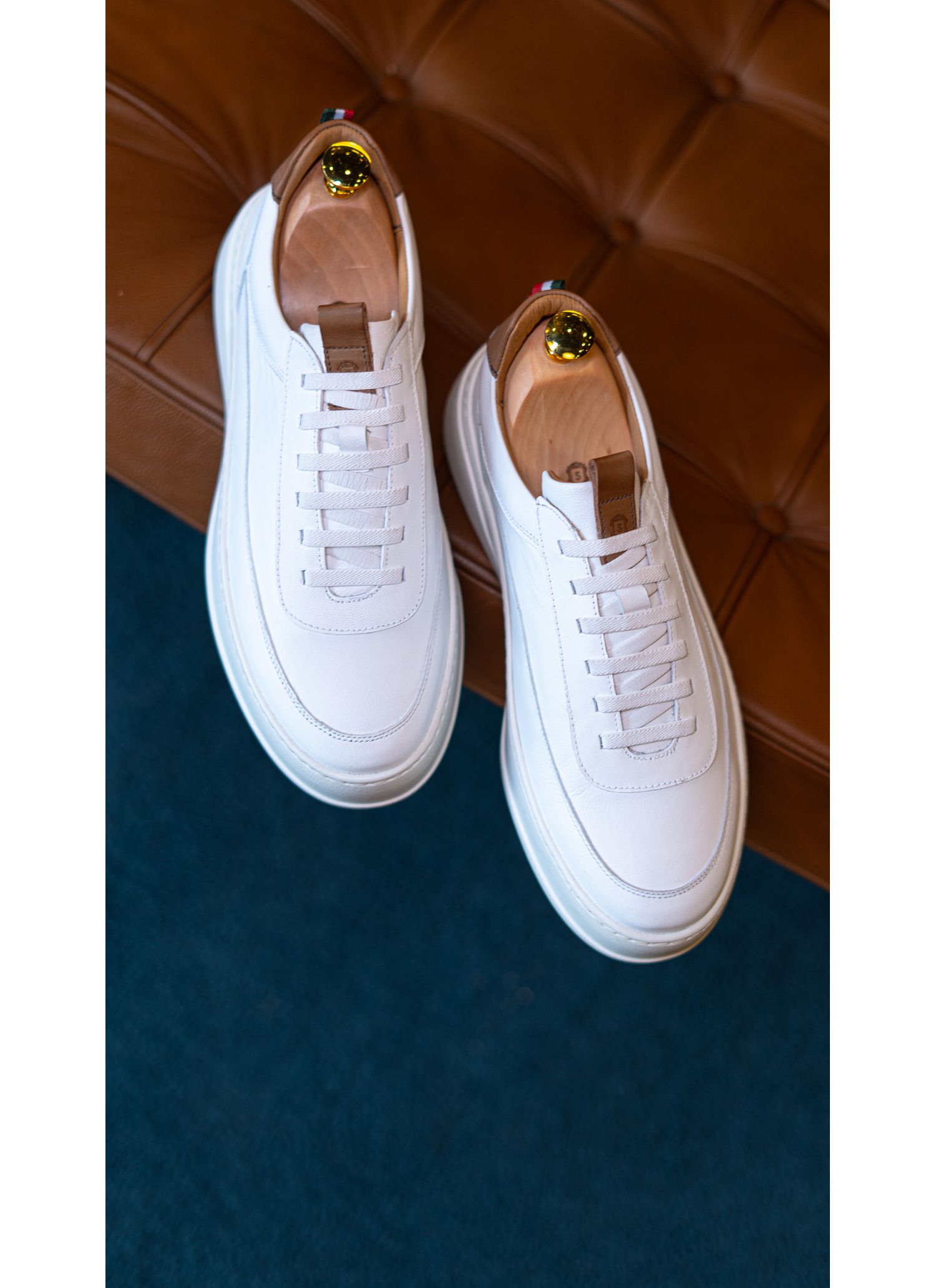 Sneaker Stefano Elite One Branco e Whisky 