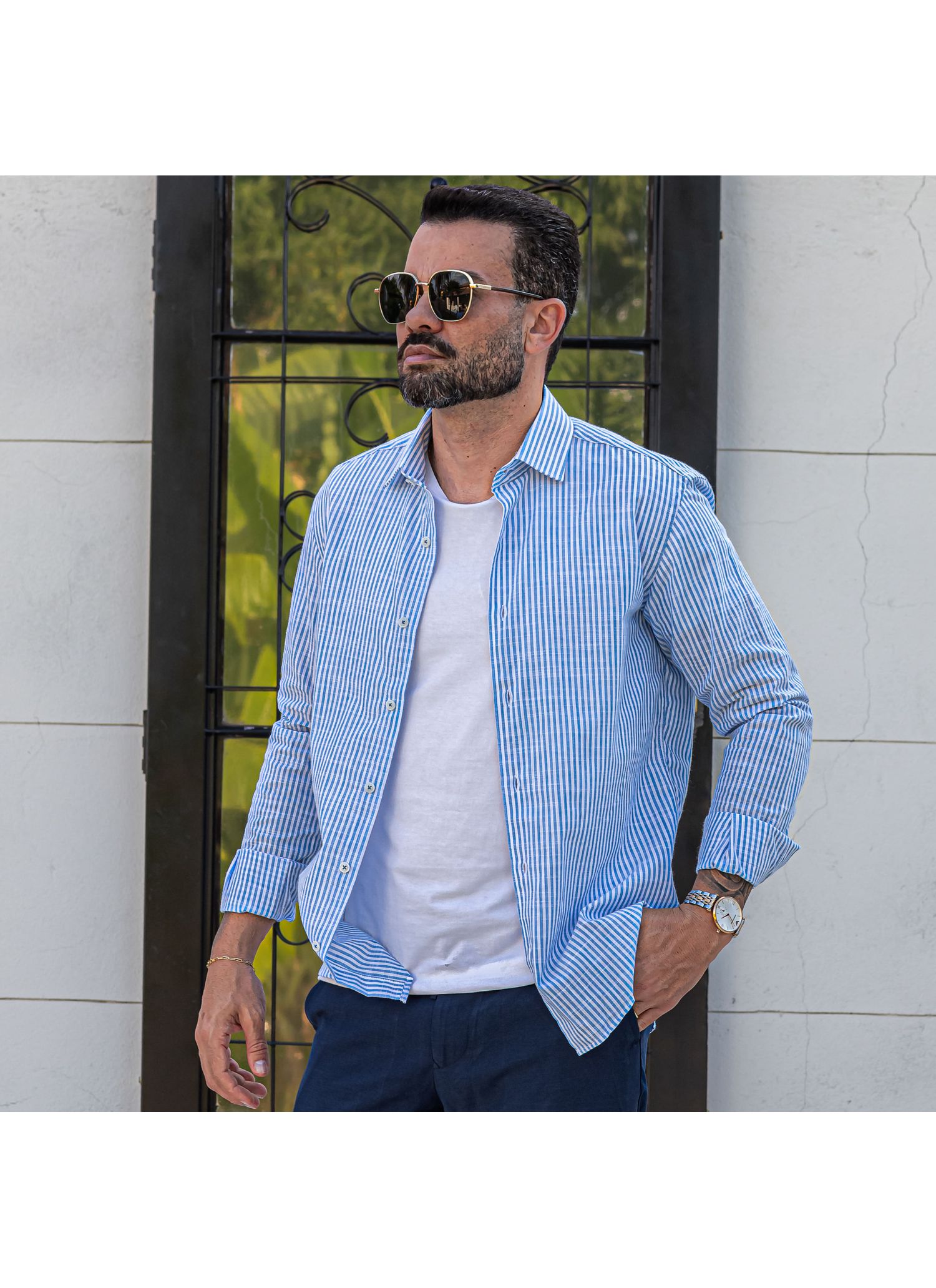 Camisa Stefano Cambraia Listra... - Stefano Store